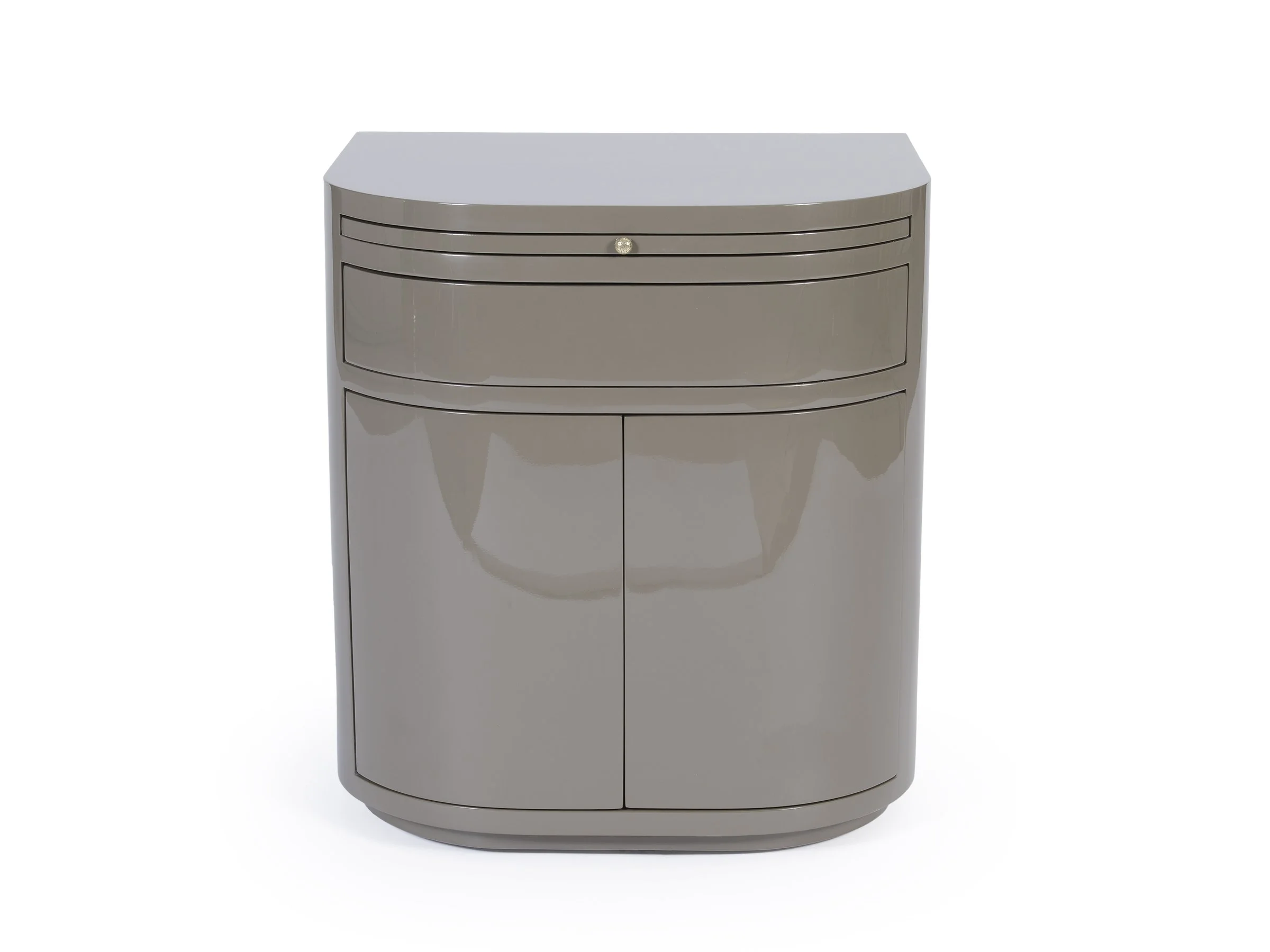 Front view of The Rita Cabinet in Cavern Lacquer with bronze knob