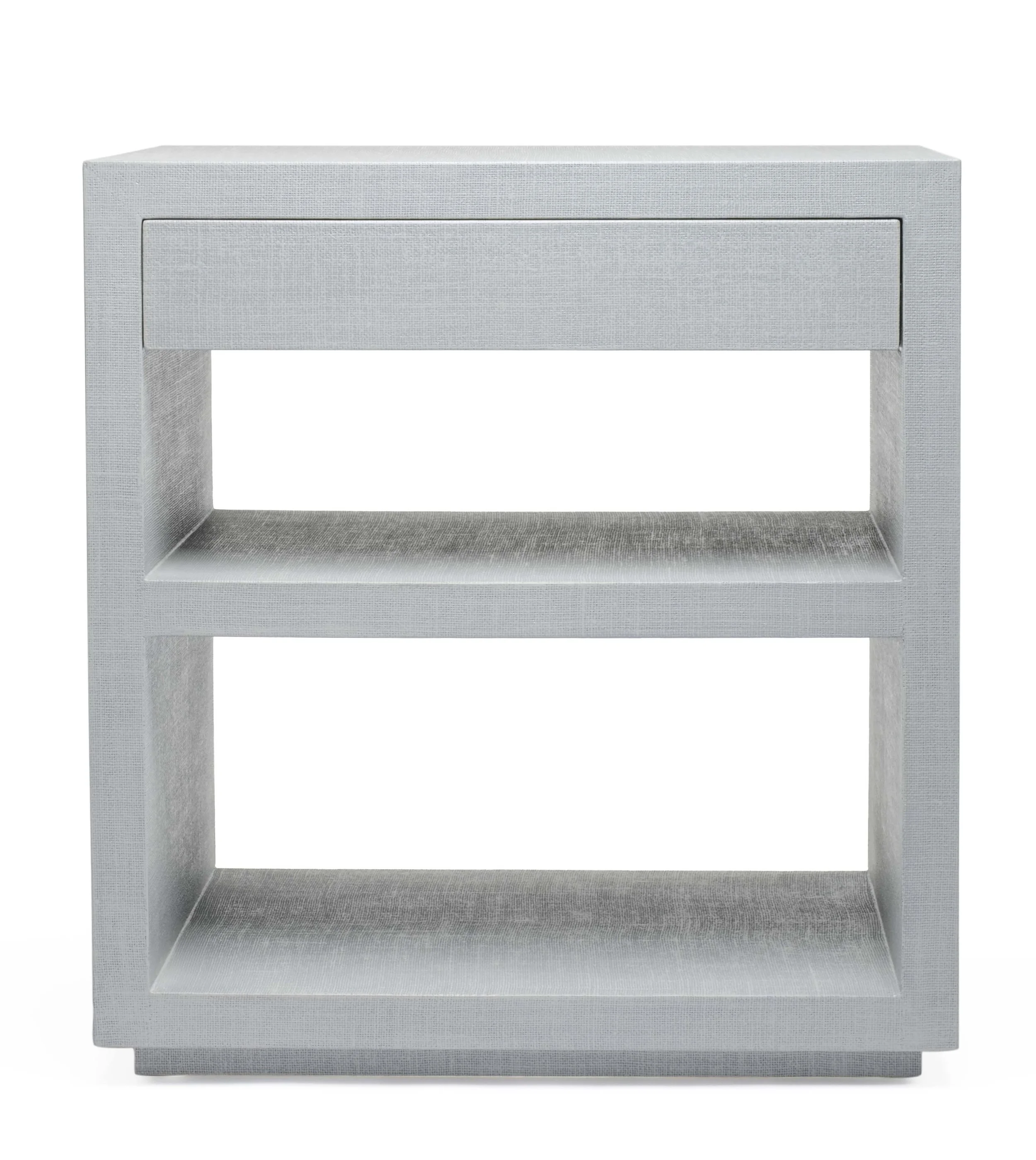 the Jean Stand in Nimbus Lacquered Linen, front view