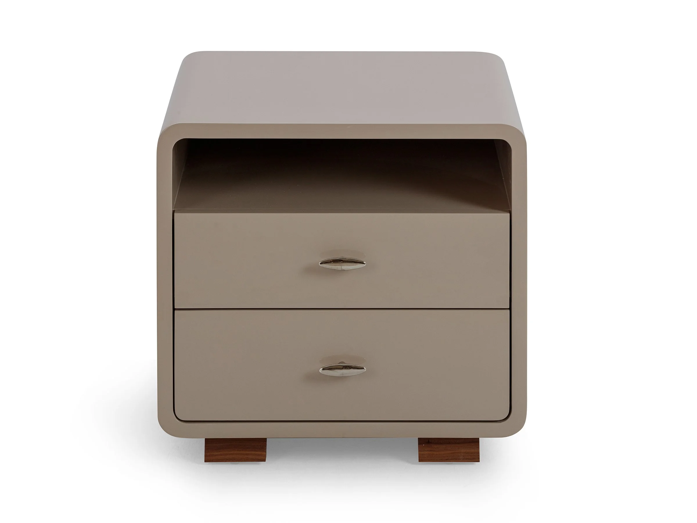 Front view of the Glenda Nightstand in Cavern Lacquer