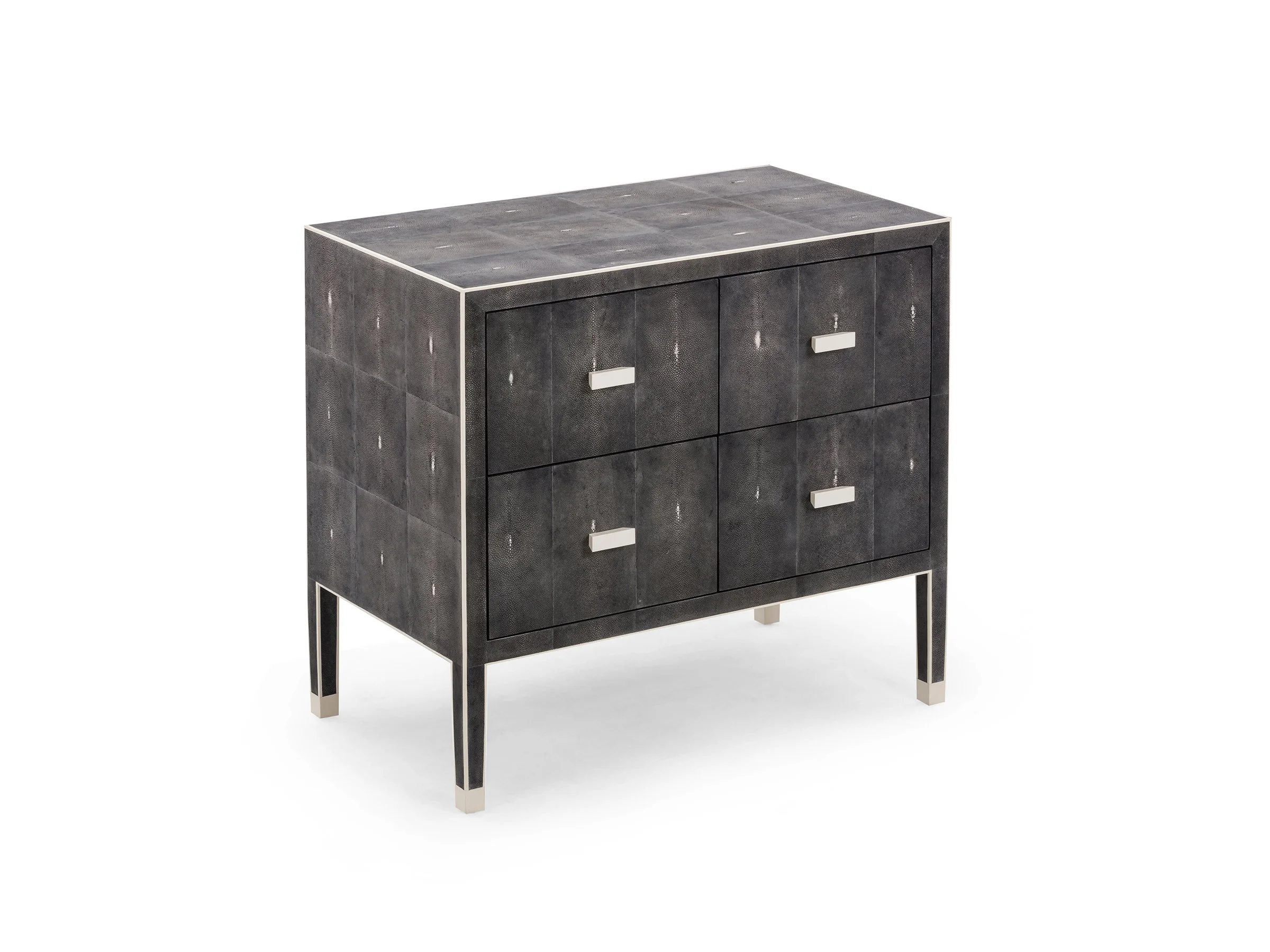 Angle view of The Matthew Dresser in Onyx Shagreen with Bone handles