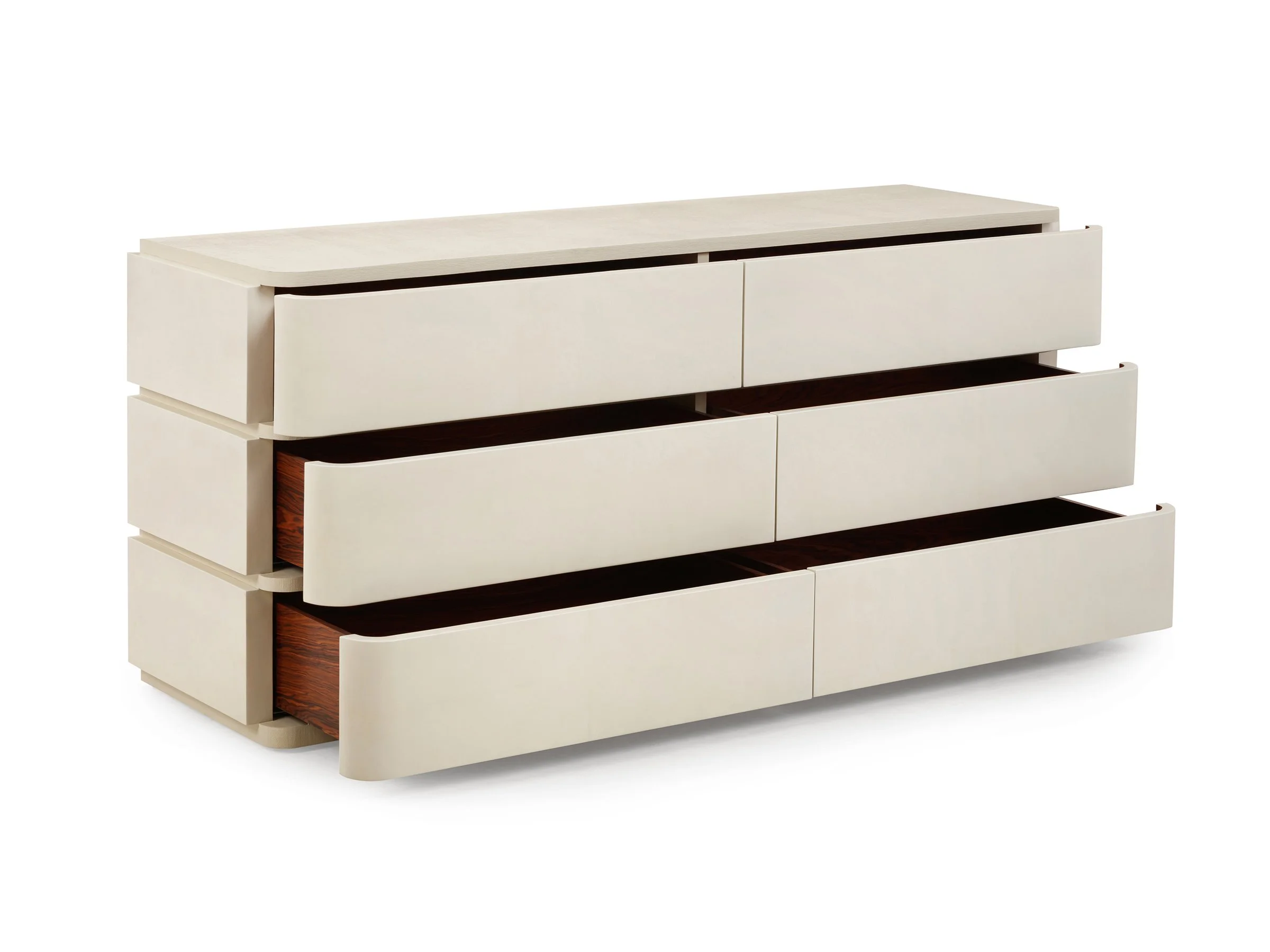 Mid Century Dresser – front view with drawers open, revealing interior
