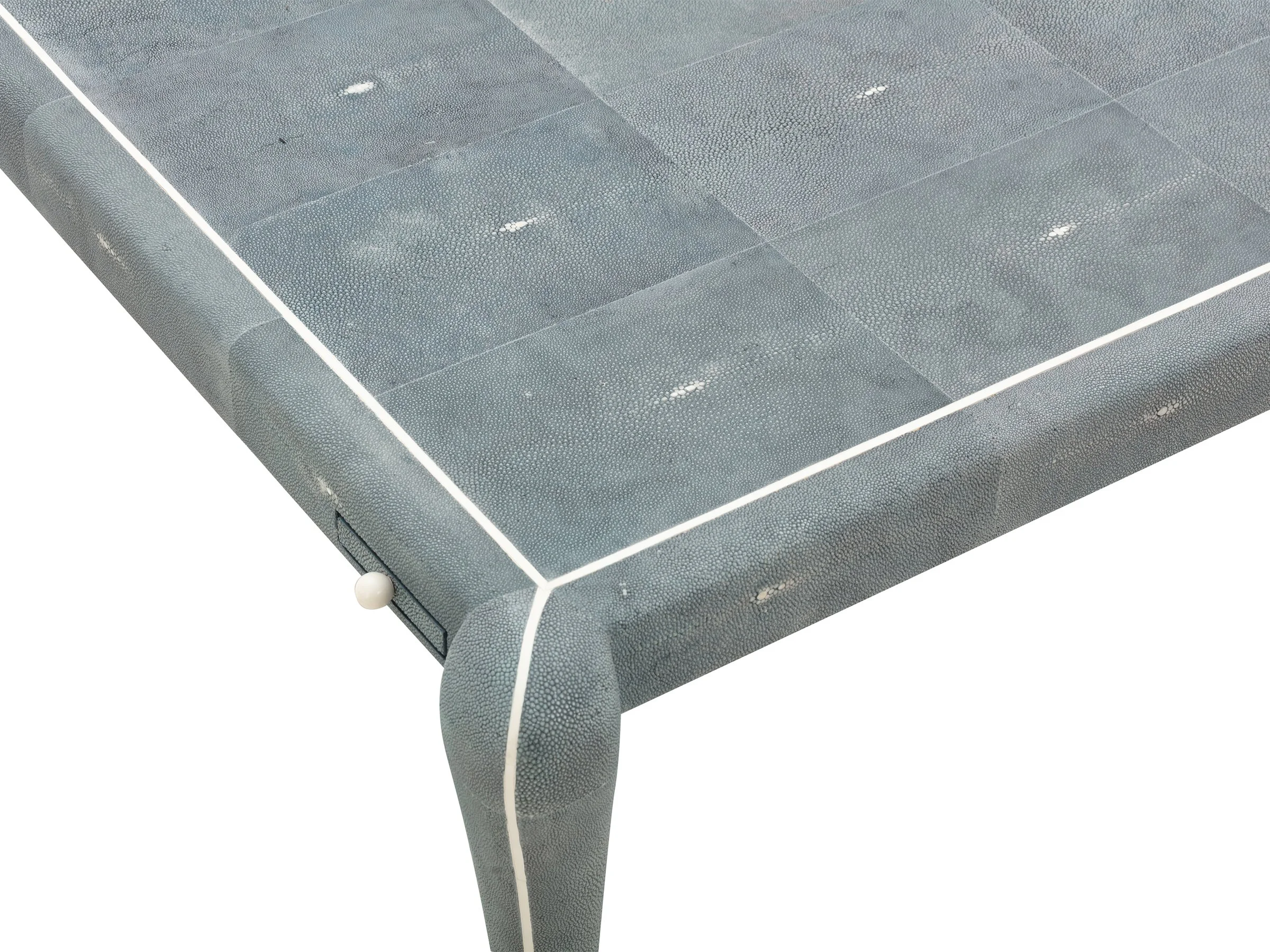 Close view of Classical Game Table in New Navy shagreen top