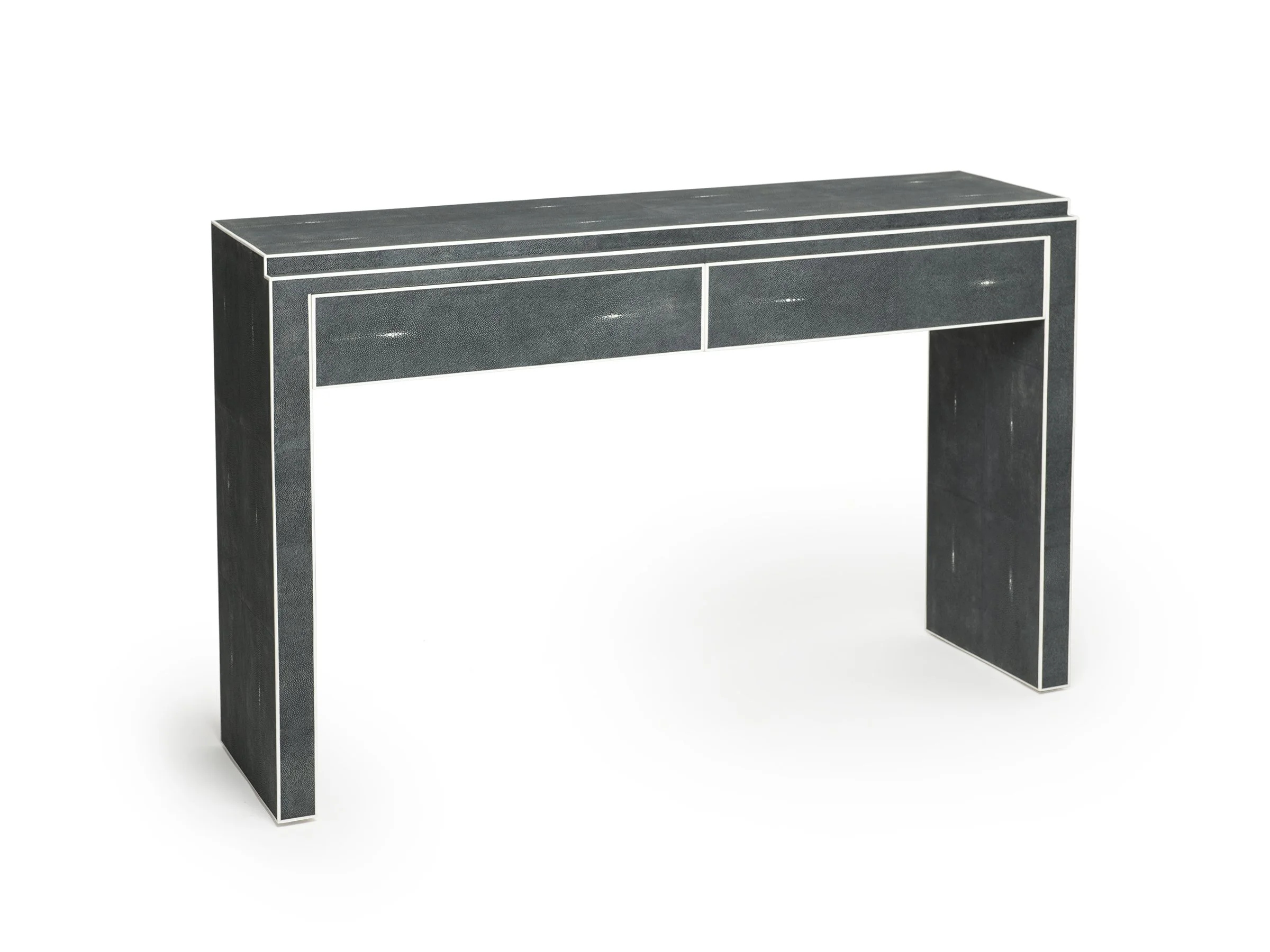 Albert Desk in onyx shagreen finish with two drawers.