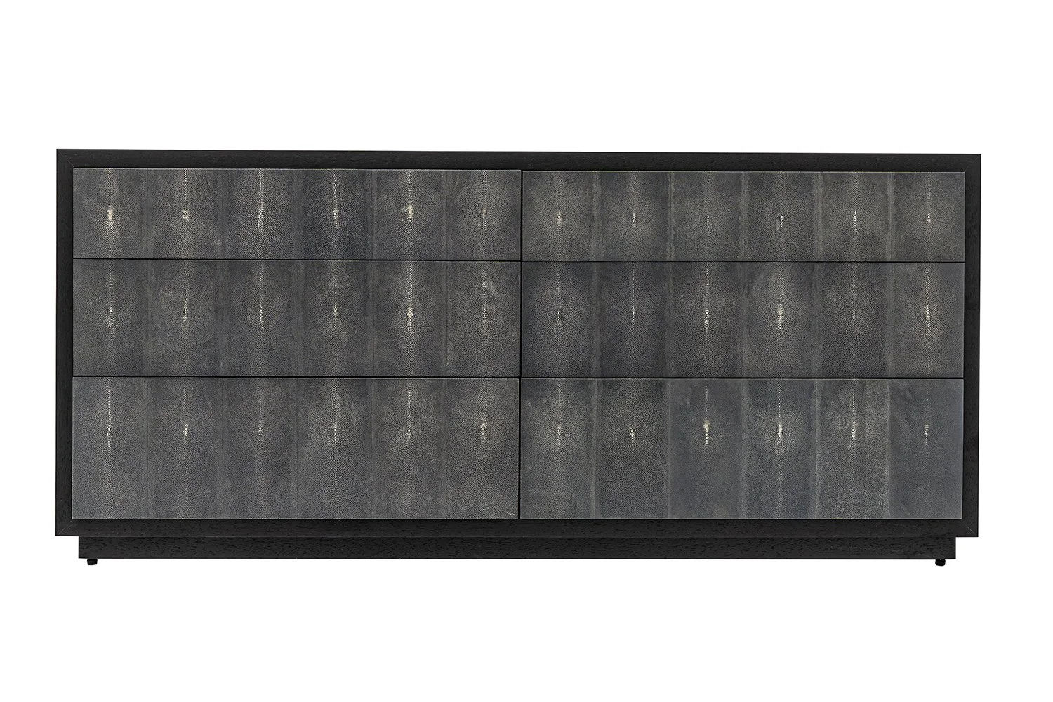 Front view of the William Chest in Dark Walnut with Onyx Shagreen drawer fronts.