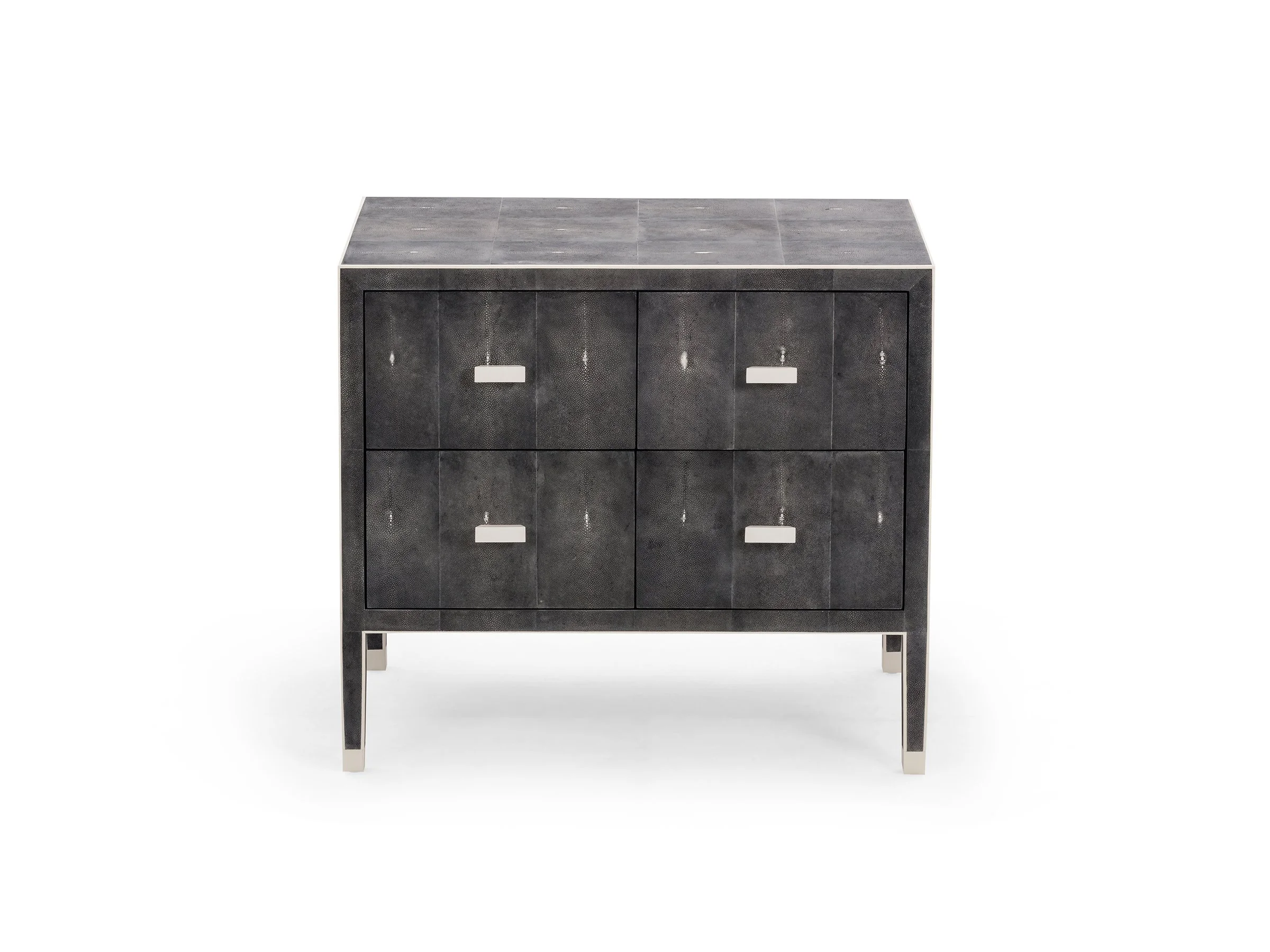 1. Front view of The Matthew Dresser in Onyx Shagreen with Bone handles