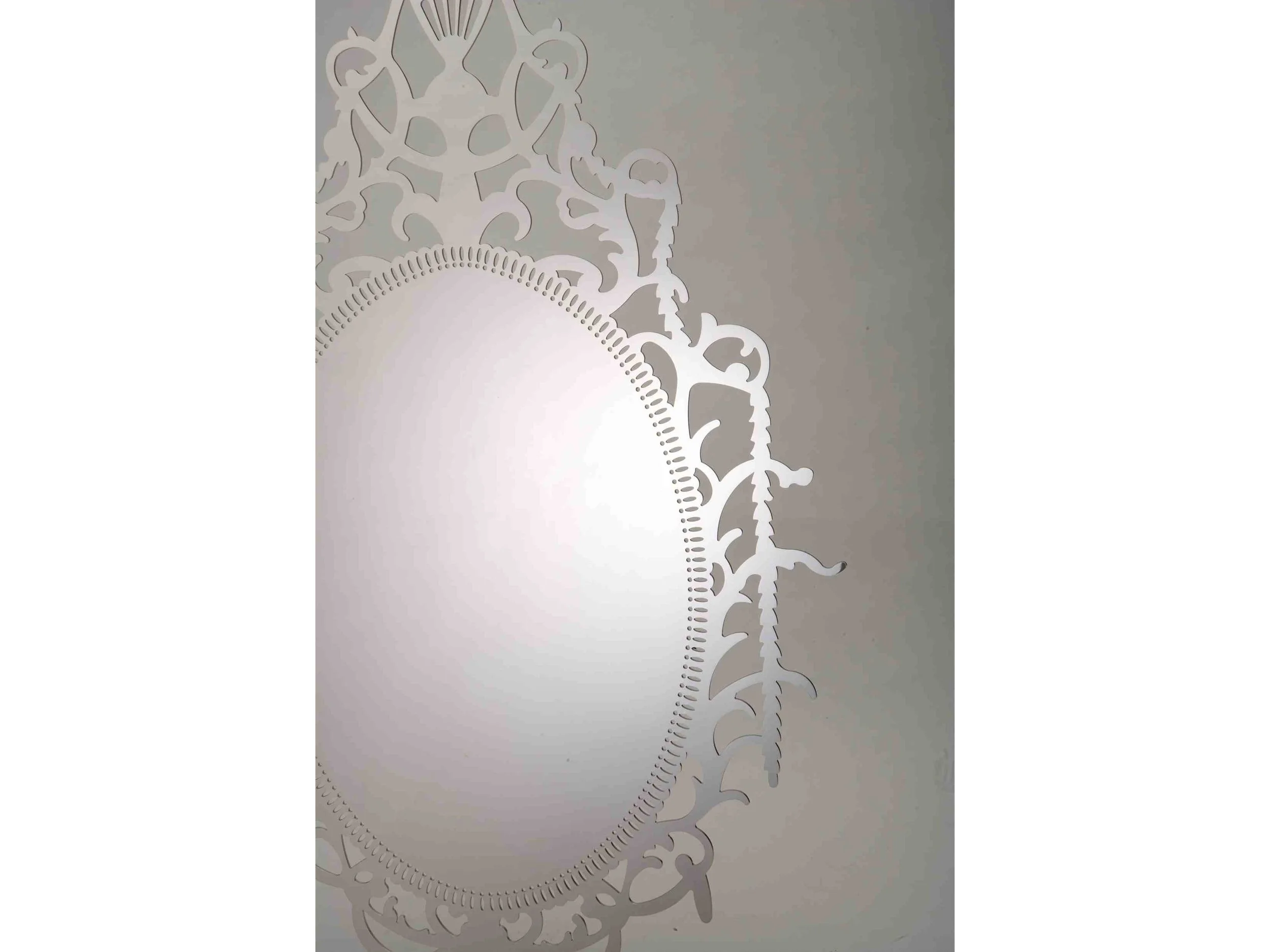 Detail of Adelphi Mirror in mirror-polished stainless steel