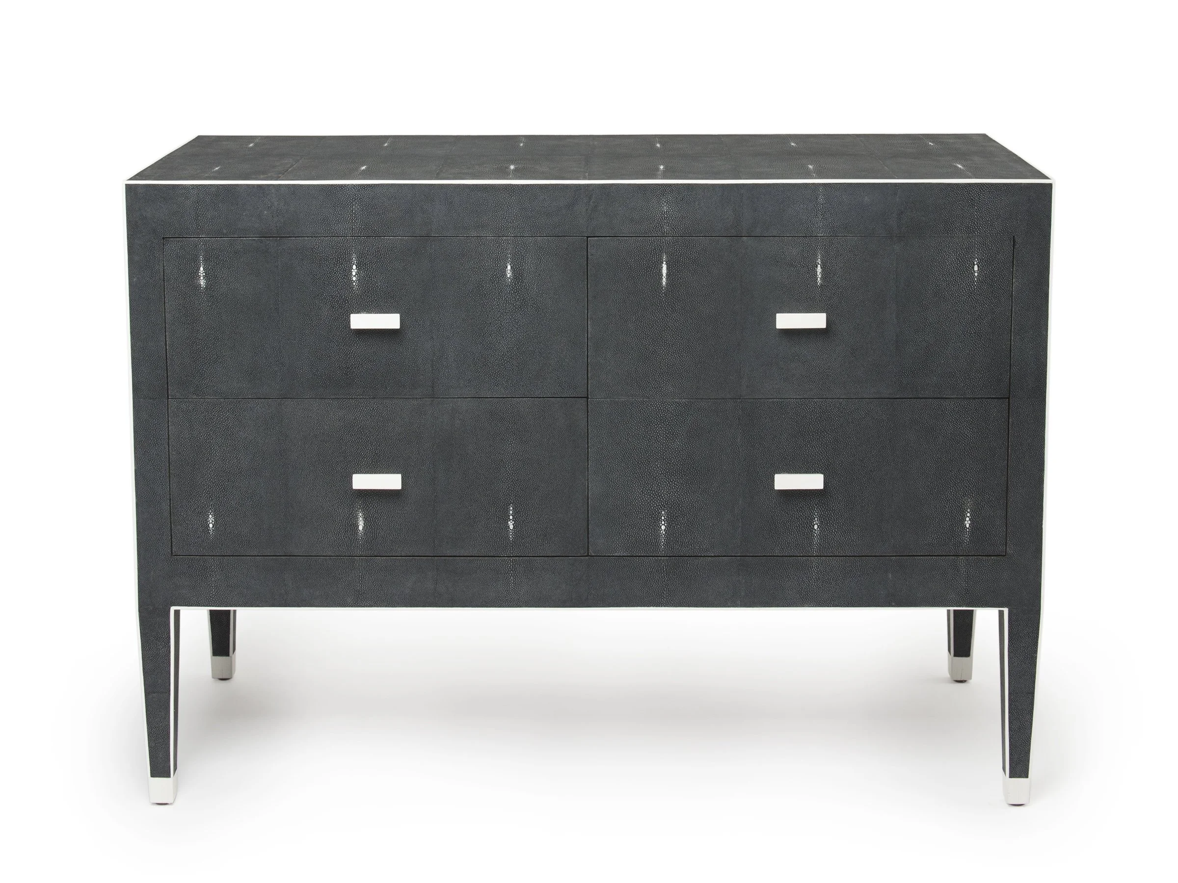 Front view of The Matthew Dresser in Jet Shagreen with Bone handles