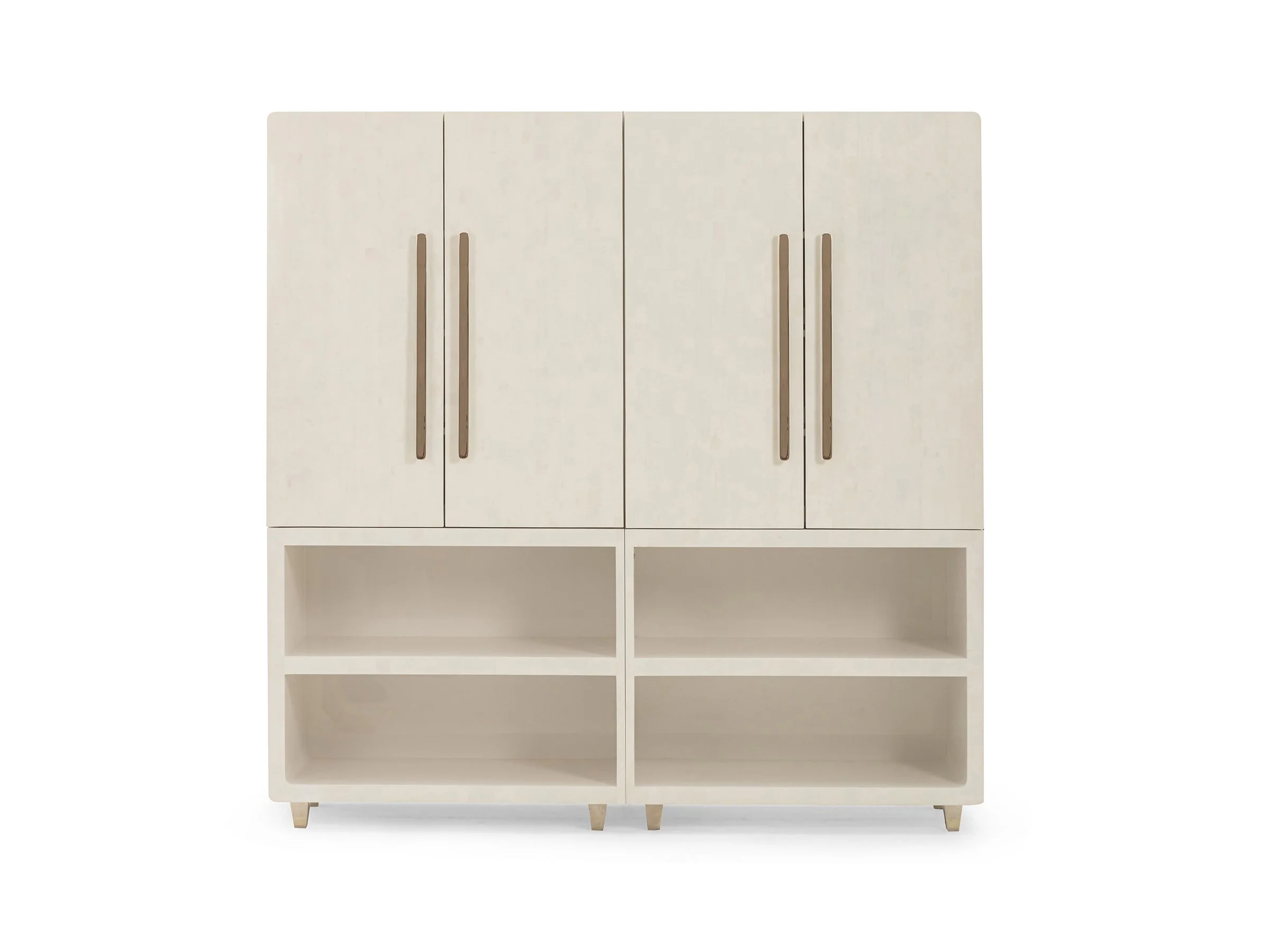 Glenn Armoire in white brushed eggshell lacquer with doors closed