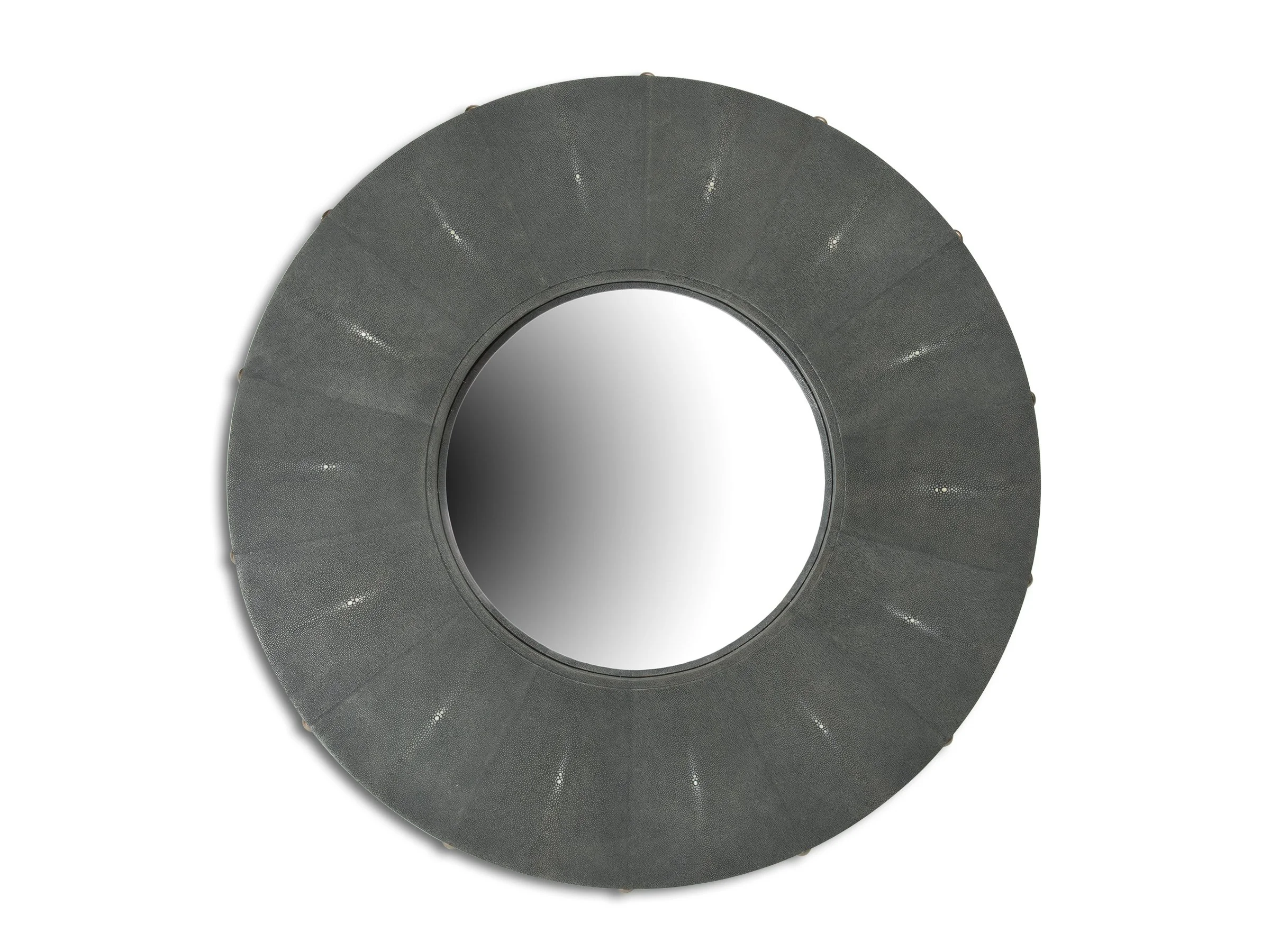 Bull’s Eye Mirror in fog shagreen finish with radial pattern and circular form.