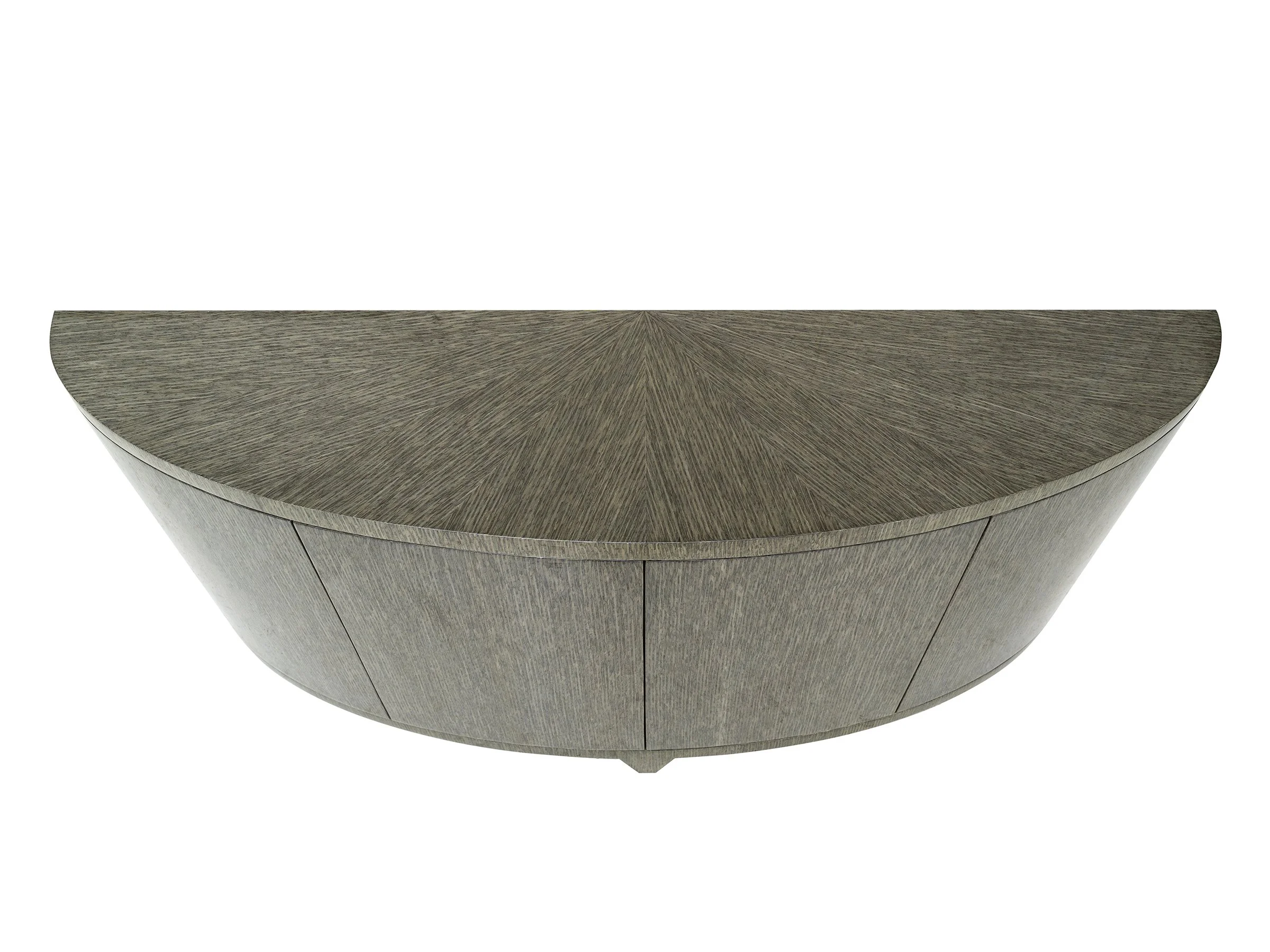 Top view of the Jane Console in grey zebrawood with demi-lune design