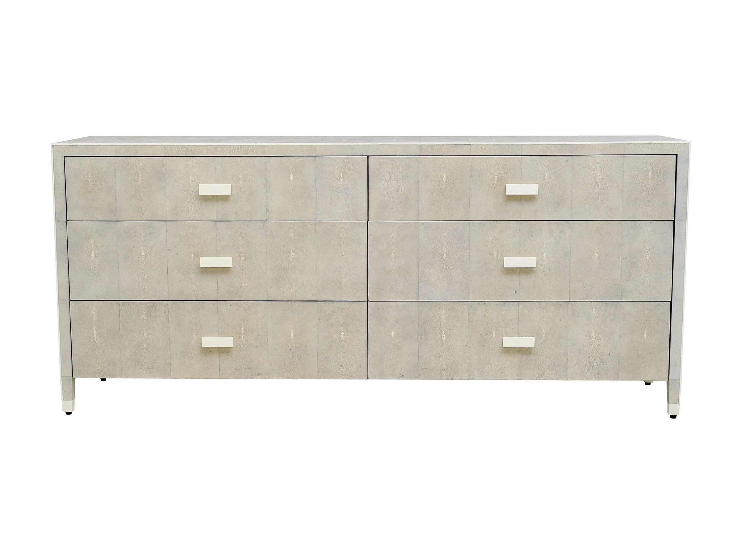 Front view of the Double Matthew Chest in Water Grey Shagreen