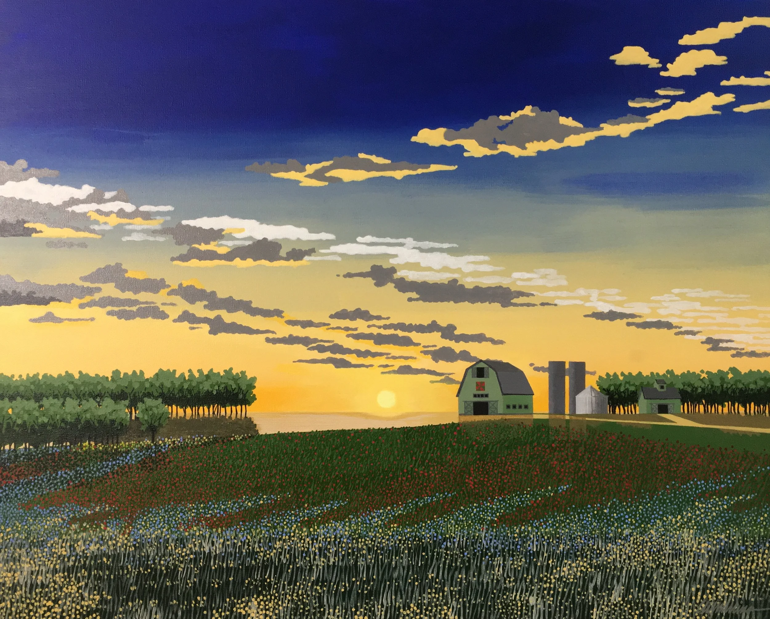 "NORTHERN INDIANA SUNSET"   25"X31"   PRIVATE COLLECTION