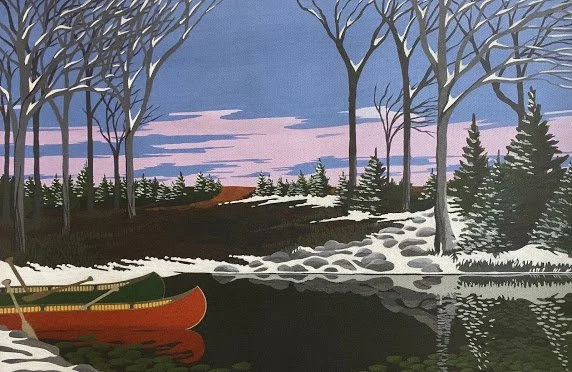 "WINTER DUSK LANDING" 14"X20" PRIVATE COLLECTION