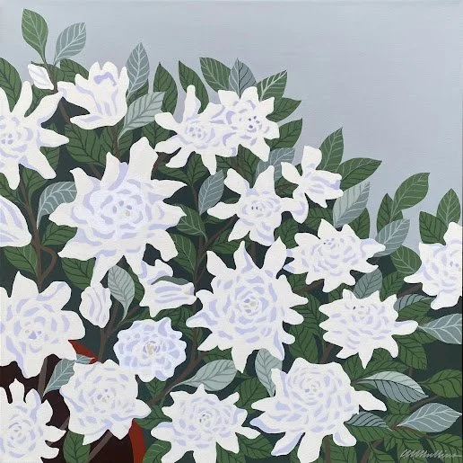 "KELLI LOVES GARDENIAS"  30"X30"  PRIVATE COLLECTION