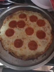 Pepperoni Pizza on a Cauliflower crust. It wasn’t too bad.