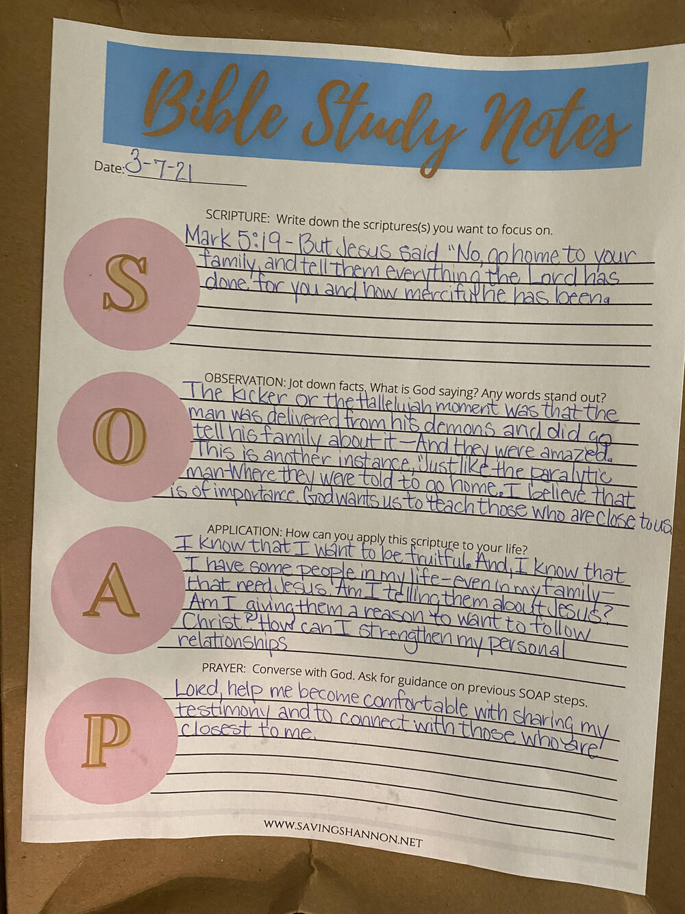 SOAP Bible Study Method — Saving Shannon