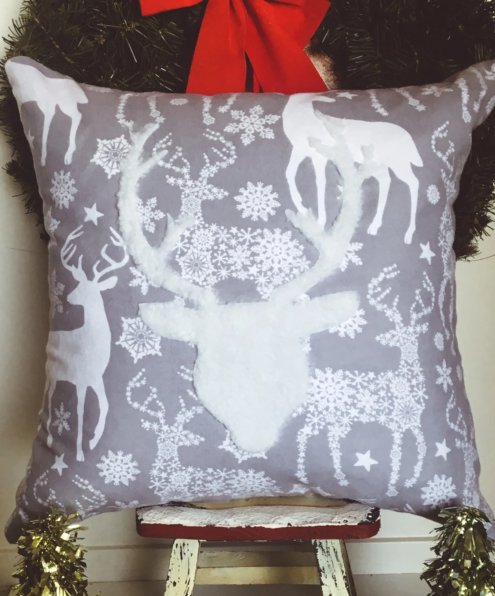 Winter Reindeer Throw Pillow