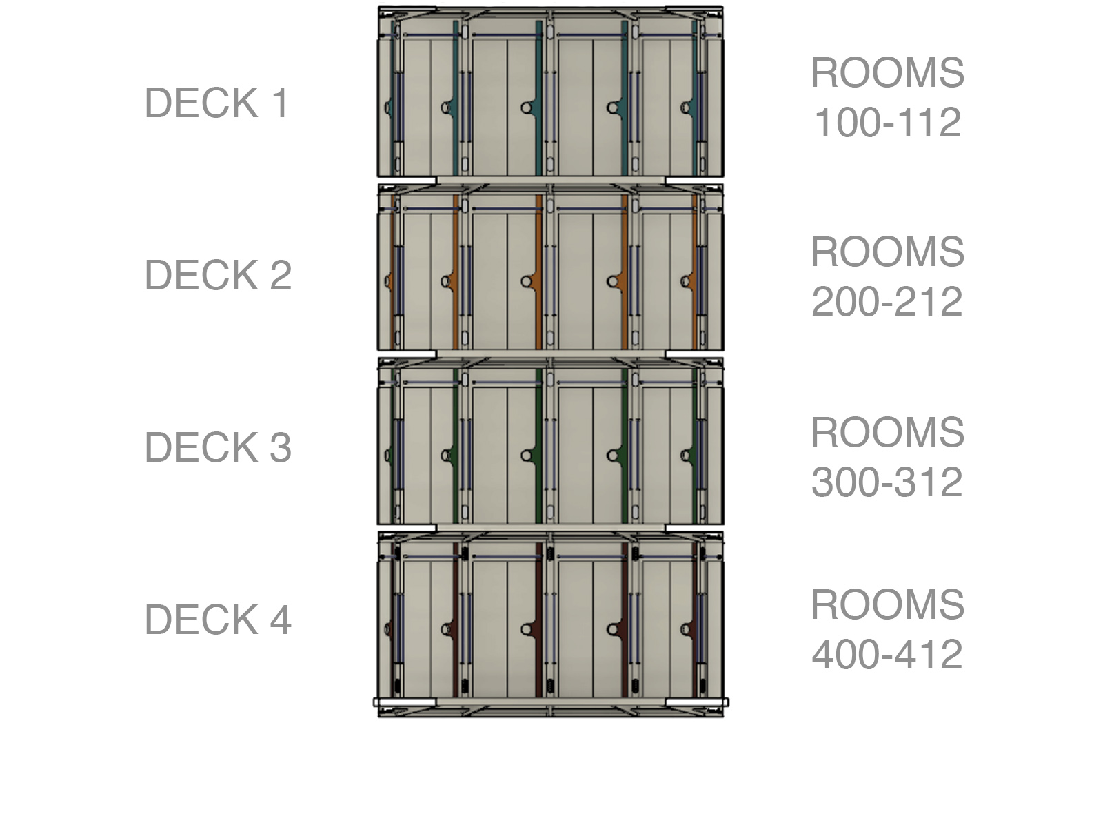 The design of the CQ deck heavily depended on prototyping physical spaces to test spatial comfort and understanding bodily limitations and habits. An example of a test undertaken was to sleep in the unit and do regular activities (homework) in the space for long stretches of time (8-12 hours).