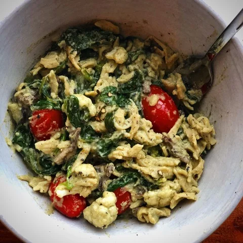 CHICKPEA PASTA WITH CREAMY AVOCADO MINT SAUCE