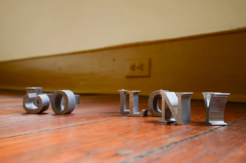 Spell , 2016. aluminum block letters, Dimensions variable