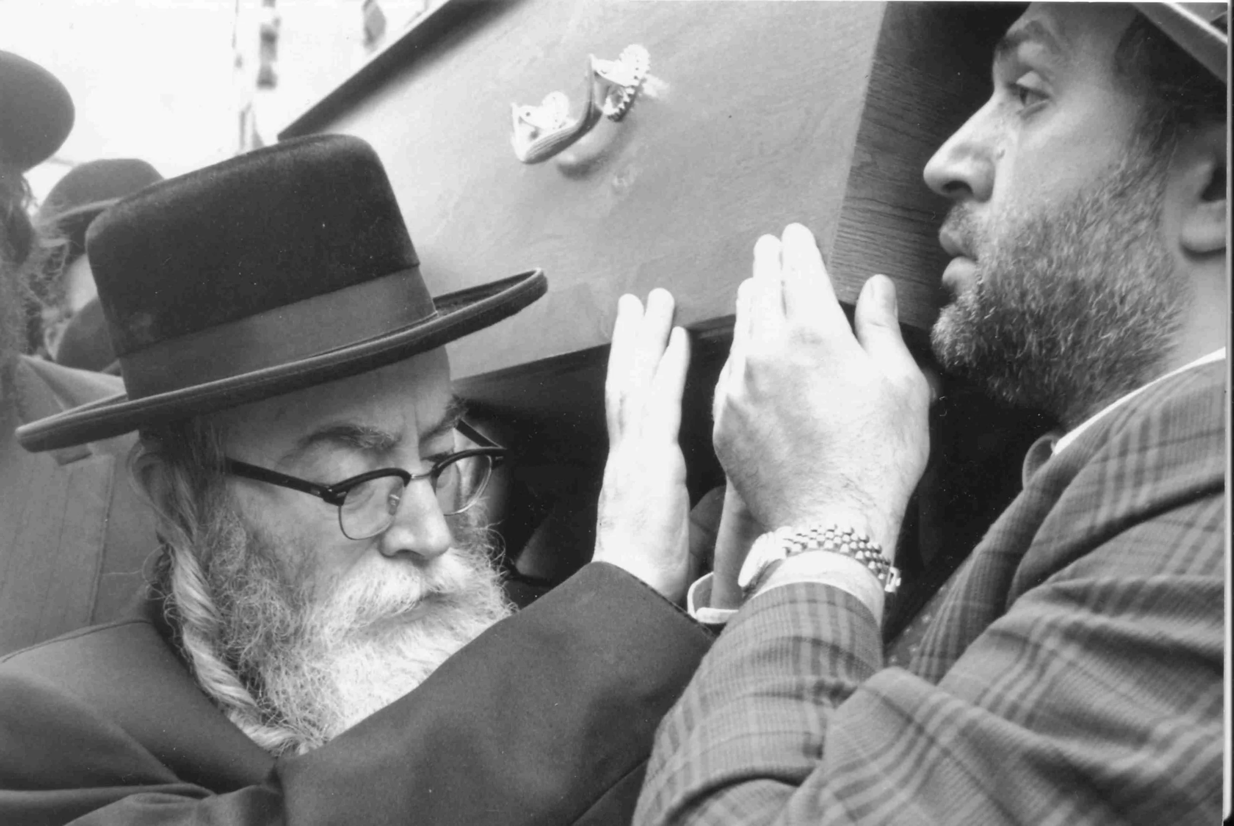 Rav Leibish, current Rebbe of Pshevorsk שליט"א carrying the aron of Rav Chaikin זצ"ל