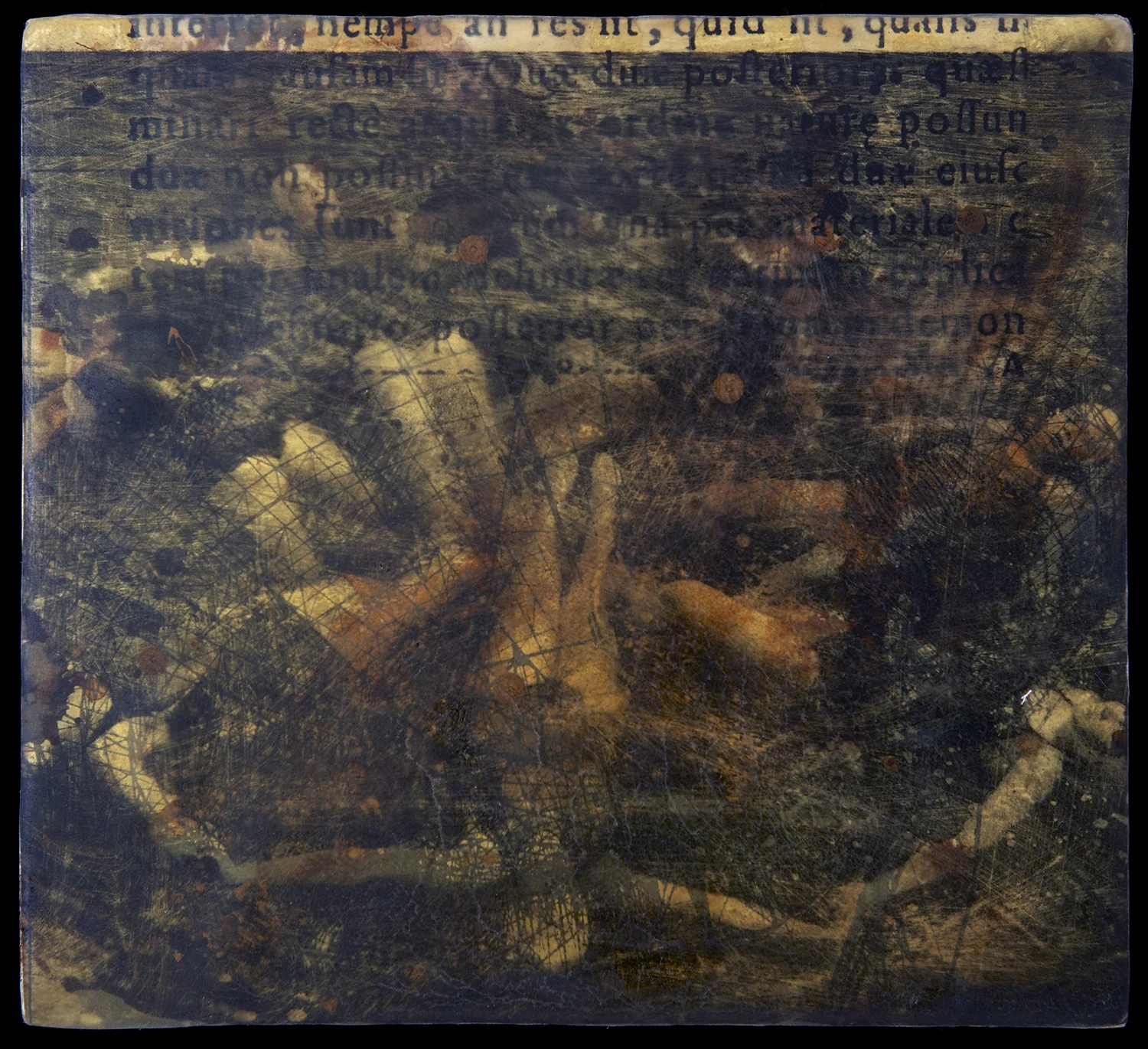 Untitled 2005 beeswax, photo transparencies, paper, and ink on panel 8'“ x 8” x 4”