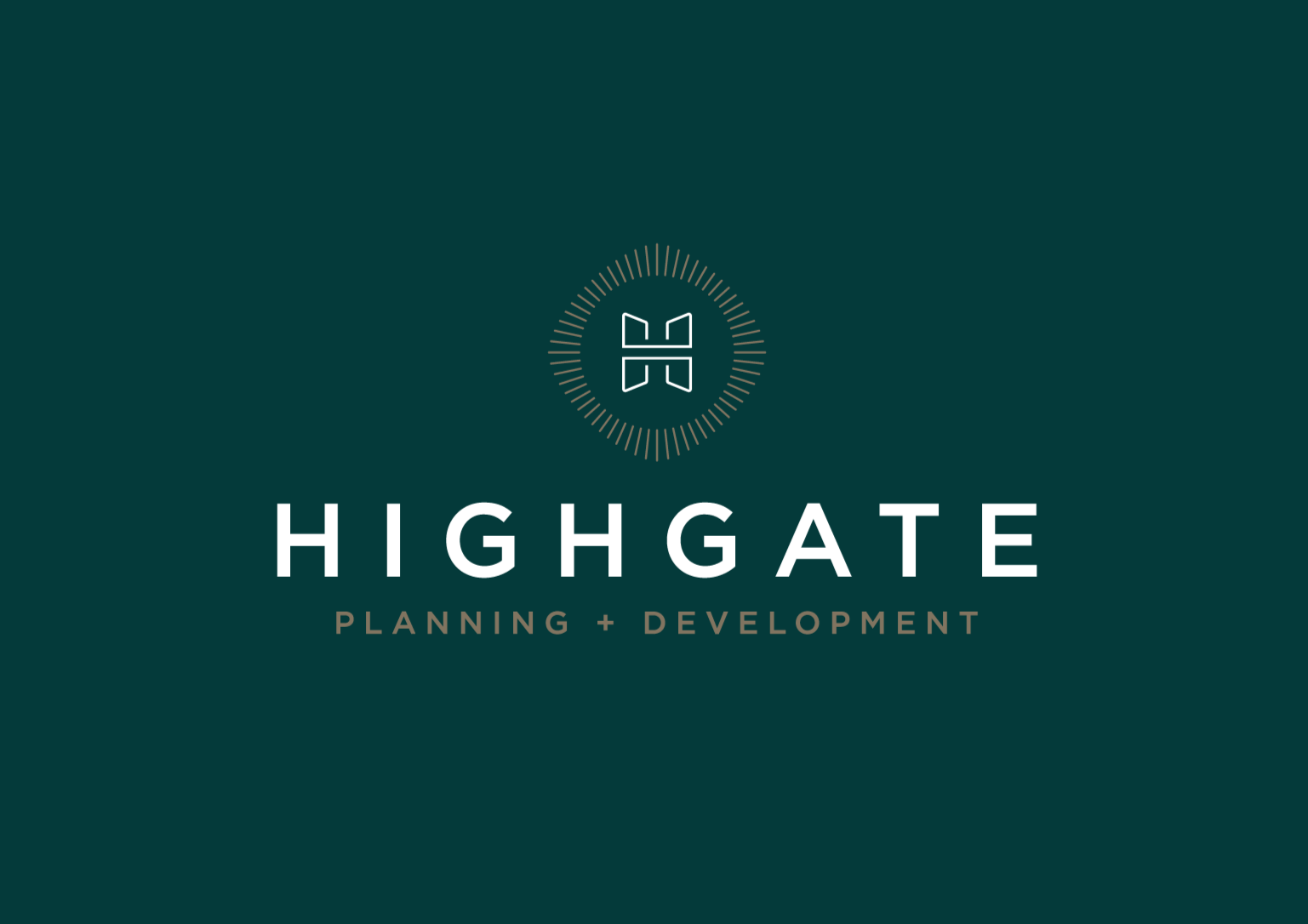 Logo for Highgate Planning and Development with a stylized butterfly icon above the text.
