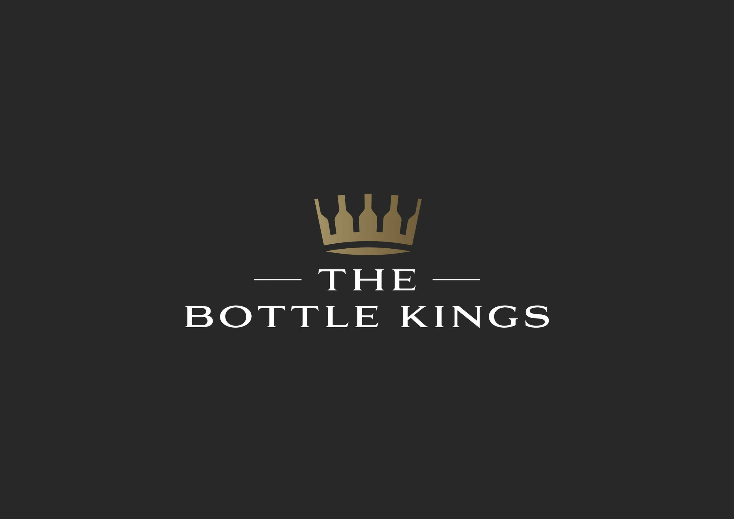 Logo for The Bottle Kings featuring a gold crown above the text 'The Bottle Kings' on a dark background.