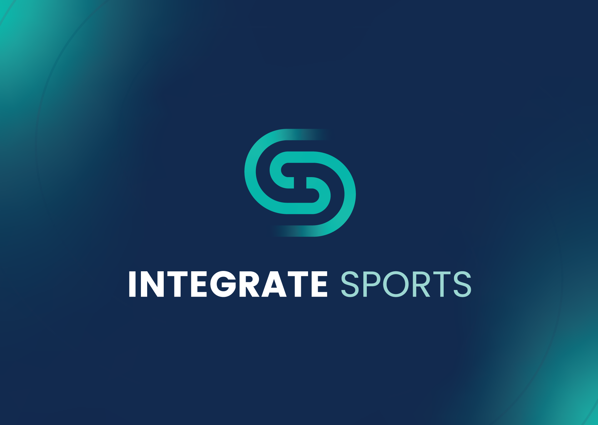 The logo of Integrate Sports, featuring a stylized 'S' symbol in gradient blue, with the words 'INTEGRATE SPORTS' below it on a dark blue background with greenish-blue gradient accents.