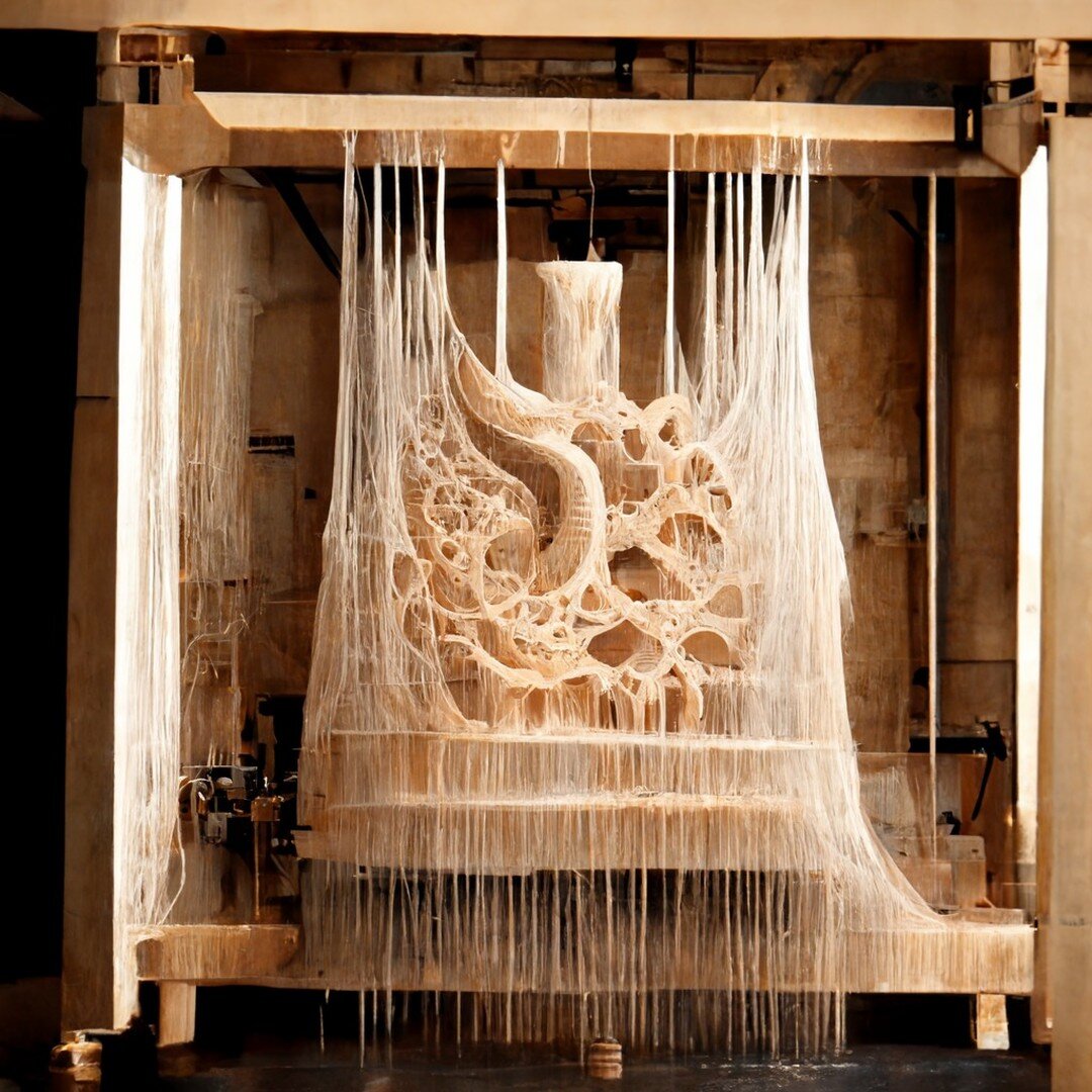 A CNC machine making silk, my work via #midjourney. #ai #aiart #aiartcommunity #art #lichtenstein