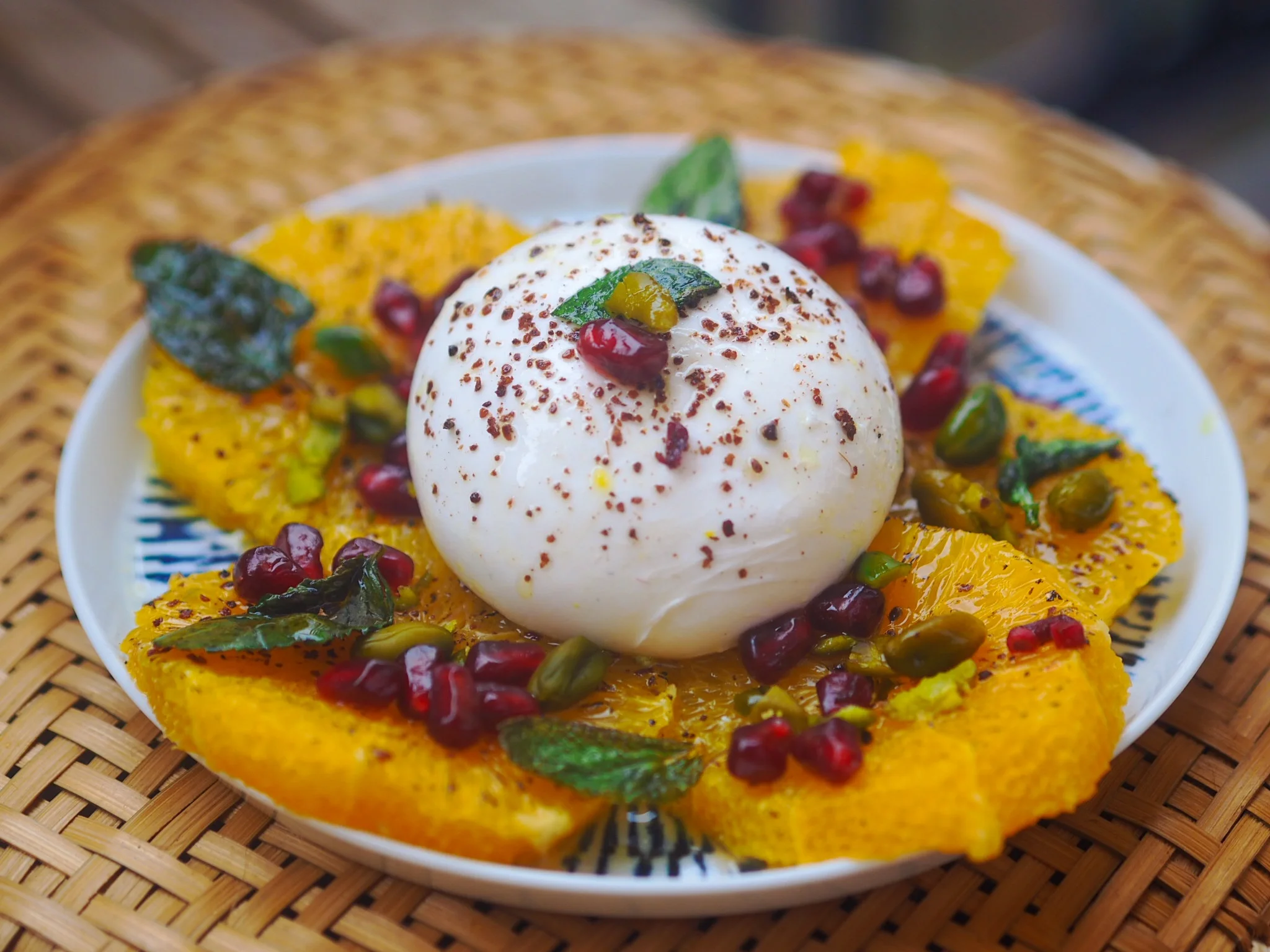 Burrata in sumac and fried mint