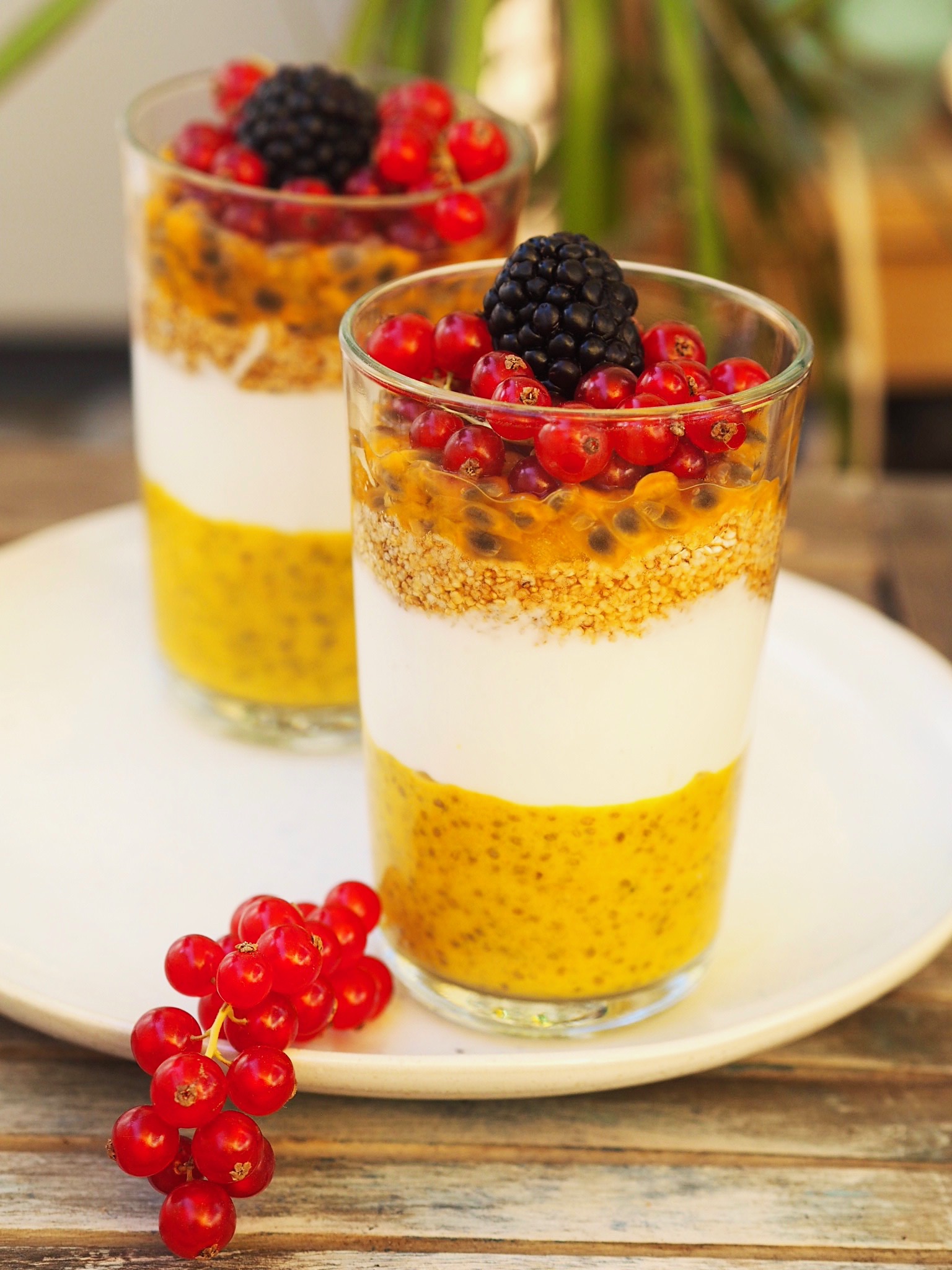 Mango and passion fruit dessert