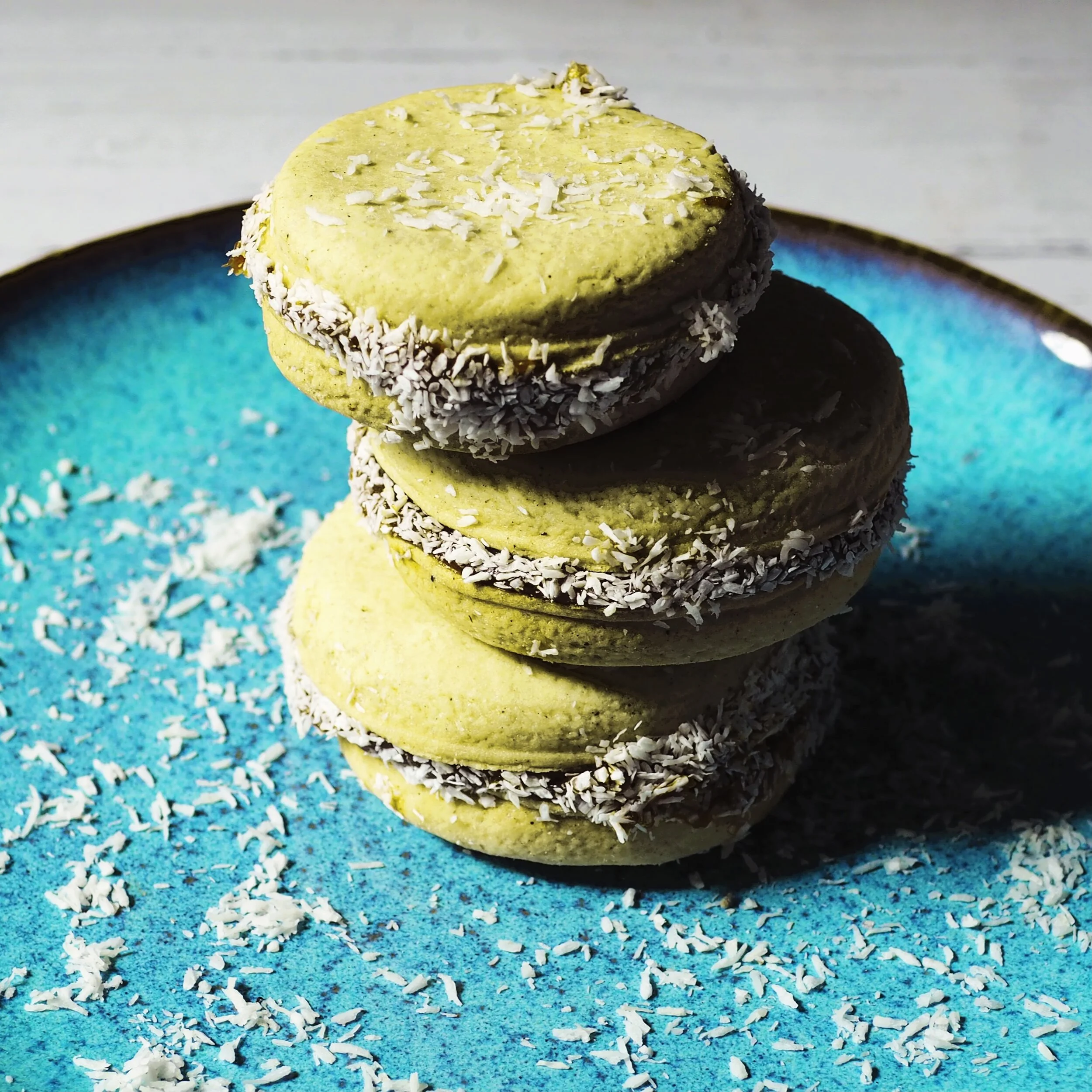 Matcha Alfajores with Dulce de Leche