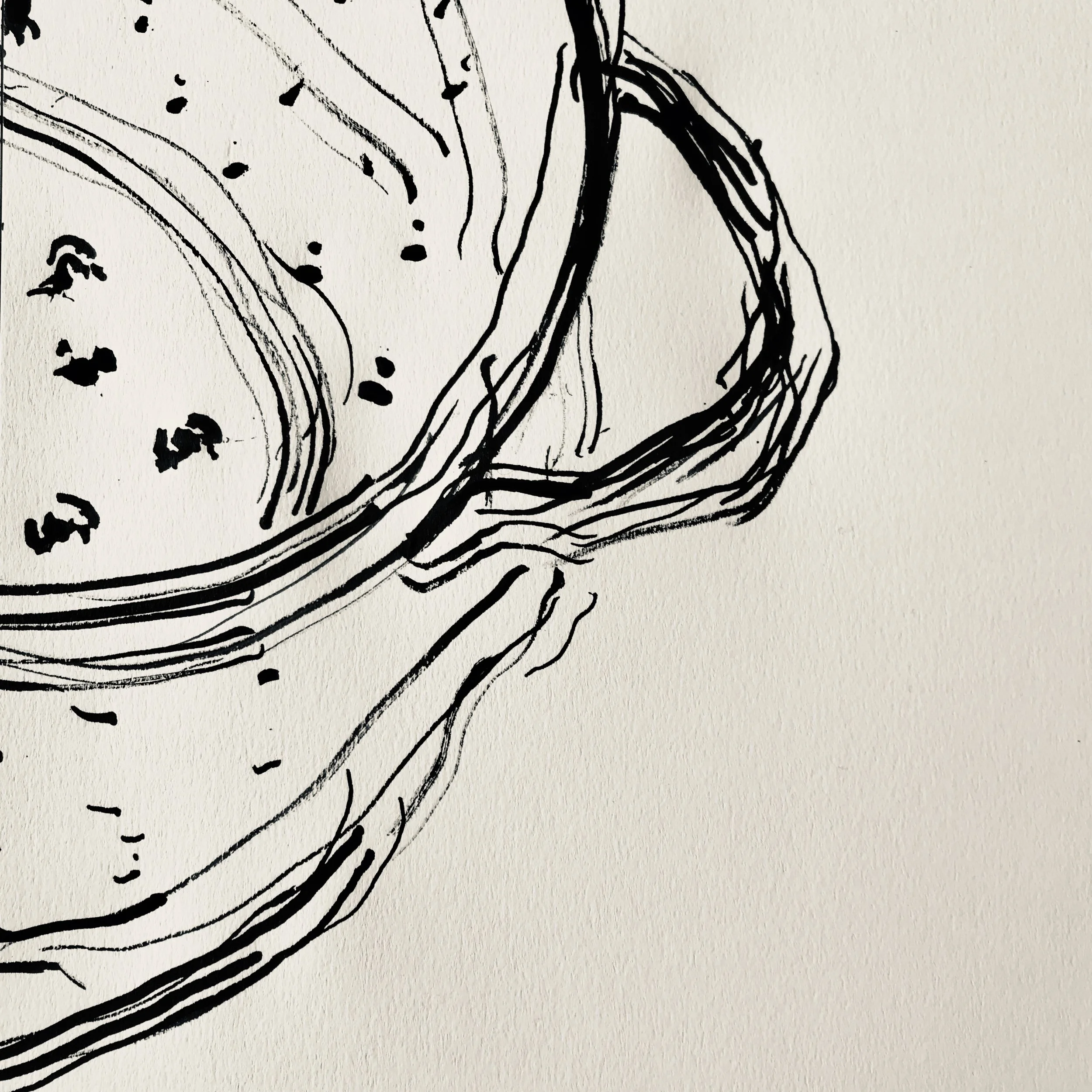 Left handed, plant stems with ink
