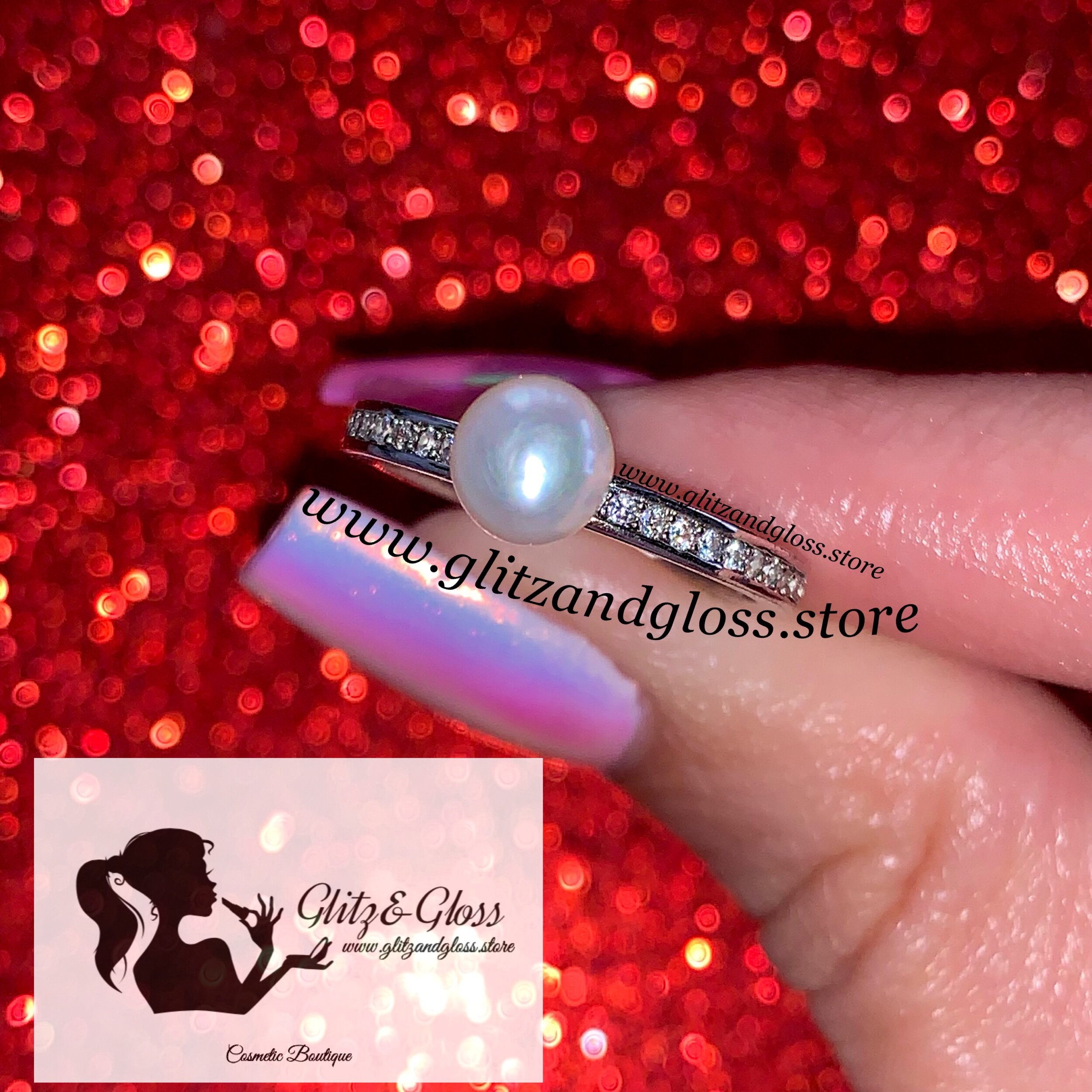 Synthetic Large Pearl Sterling Silver Ring