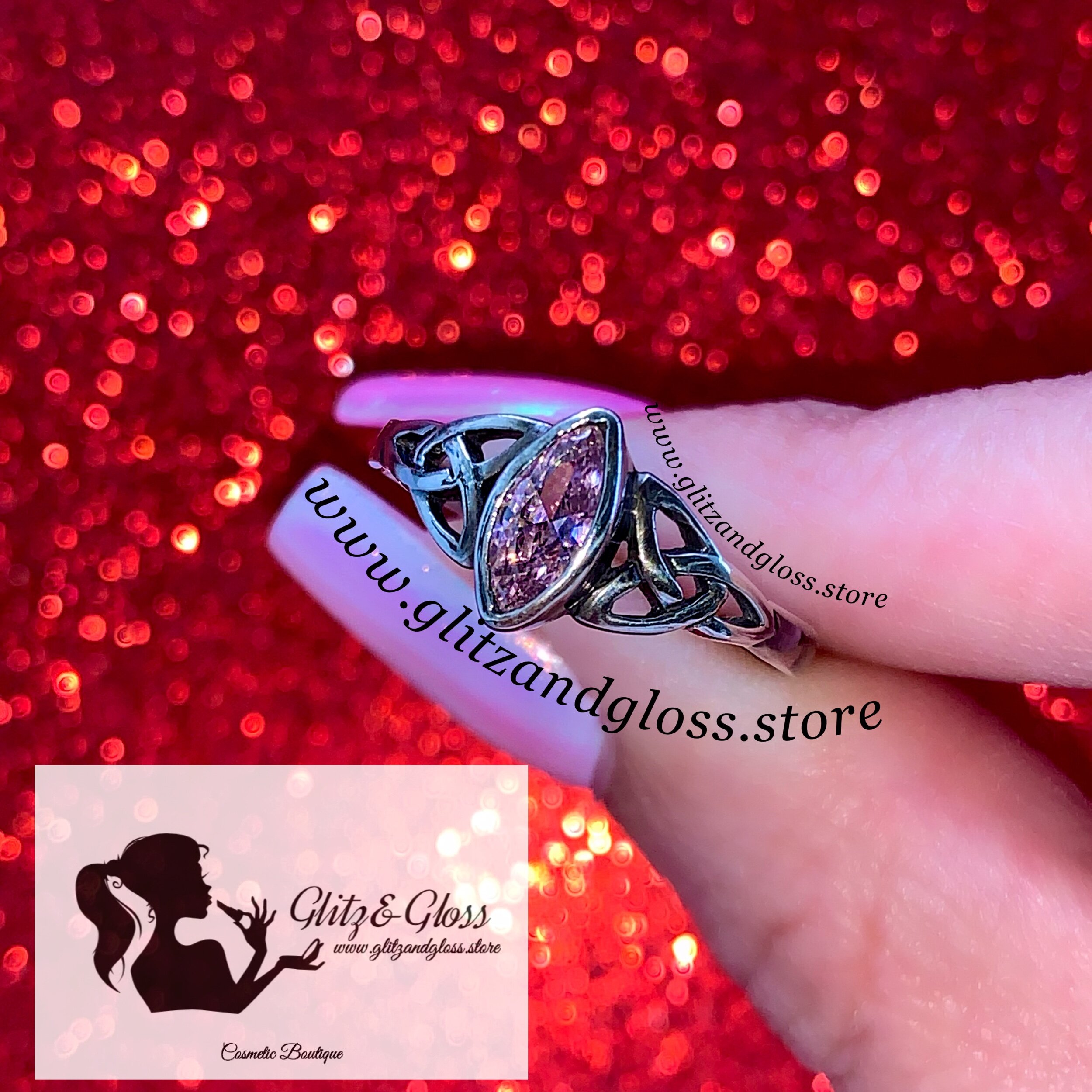 Pink Marquise Sterling Silver Ring