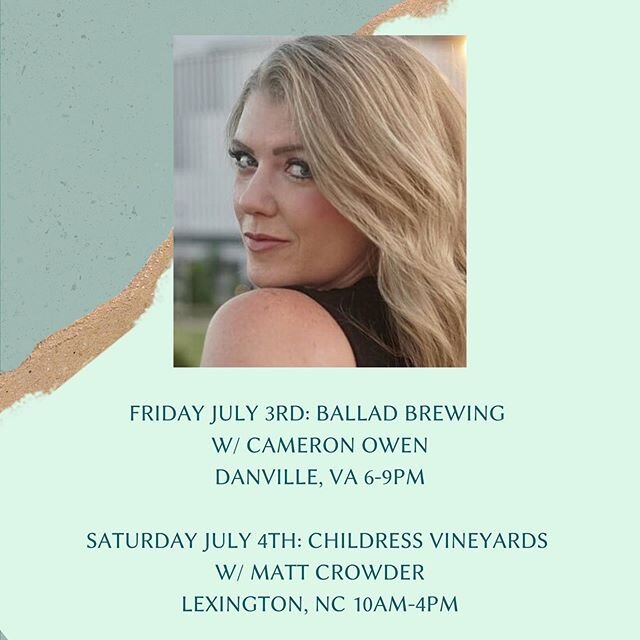 So excited to play LIVE MUSIC again! 🎶 July 3rd and 4th - Danville, VA and Lexington, NC with these awesome guys! 🎸 Come hang with us!