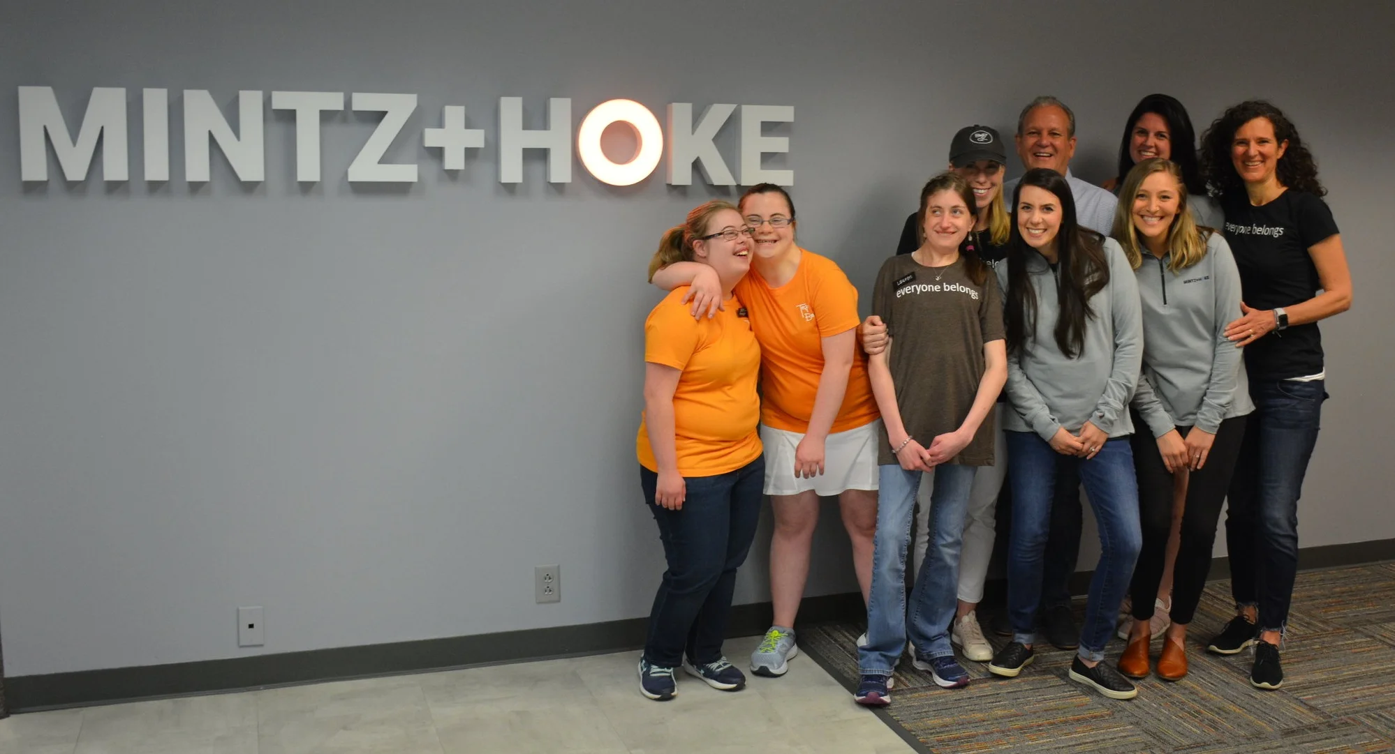 Some of the Mintz + Hoke leadership team and staff with a few BeanZ & Co. employees.