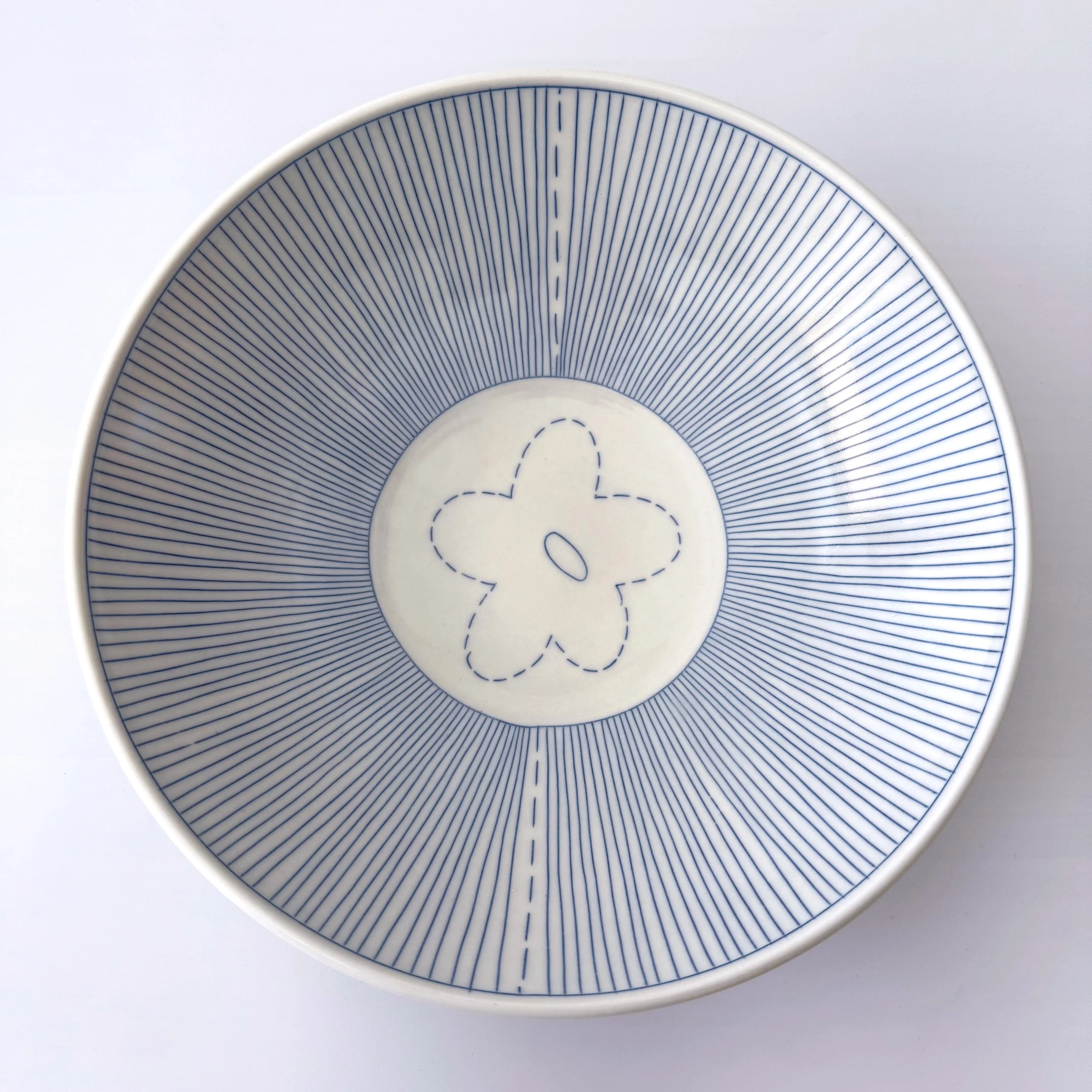 Low-Bowl w:Stripes & Flower (top).jpg