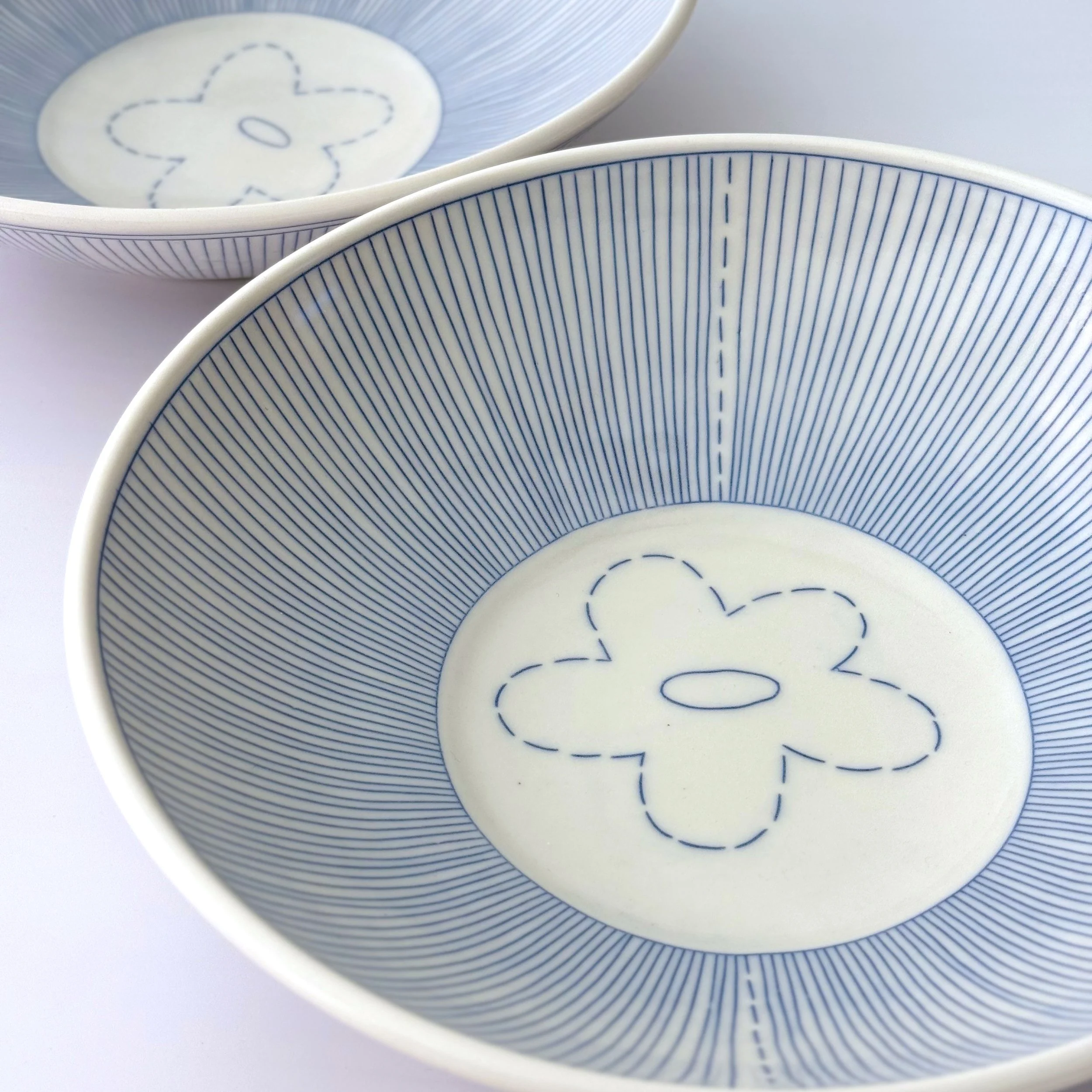 Low-Bowl with Stripes and Flower