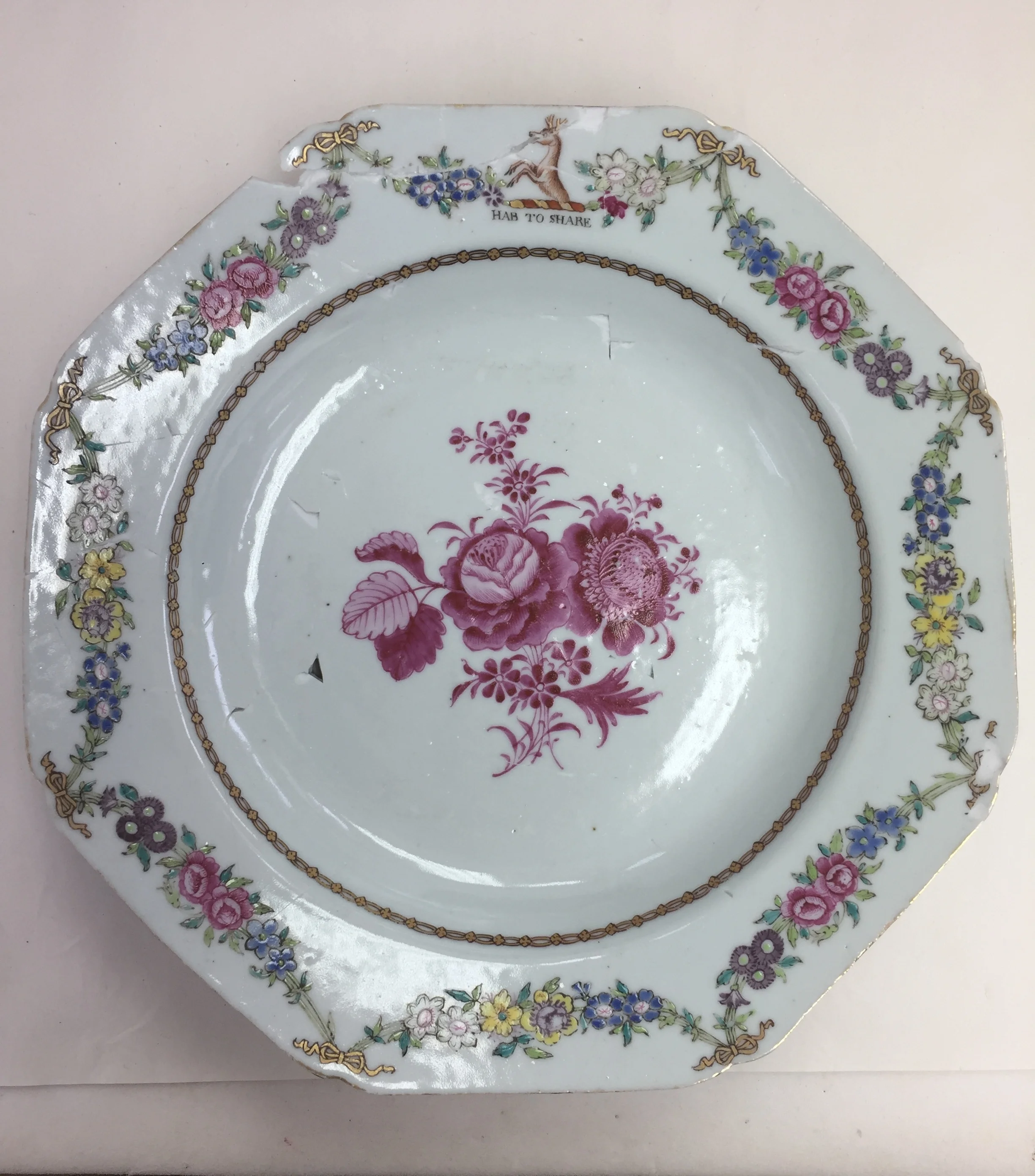  The object after cleaning and bonding. Areas of loss are clearly visible.  