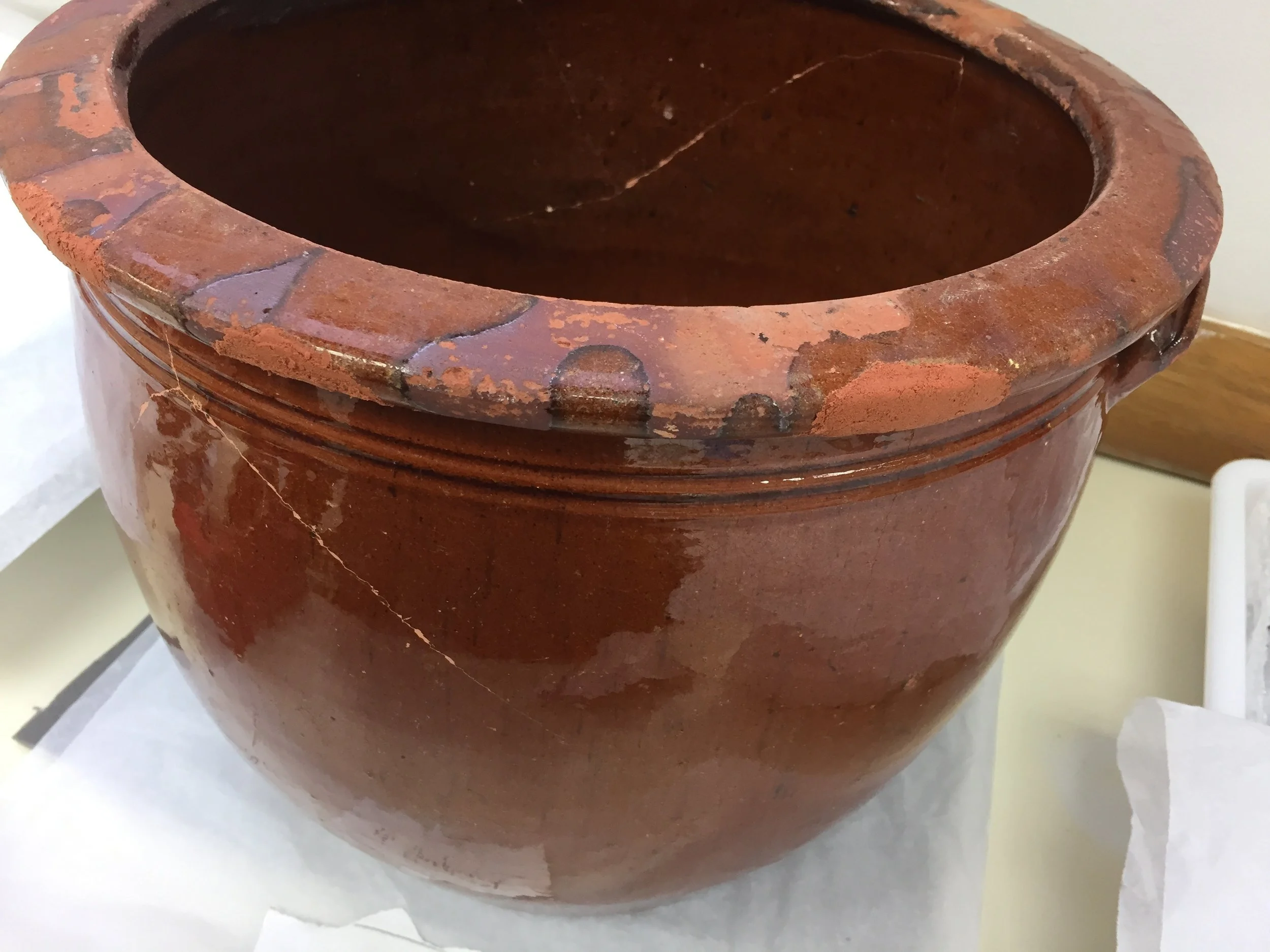  Once bonded, areas of loss in the rim were filled.  