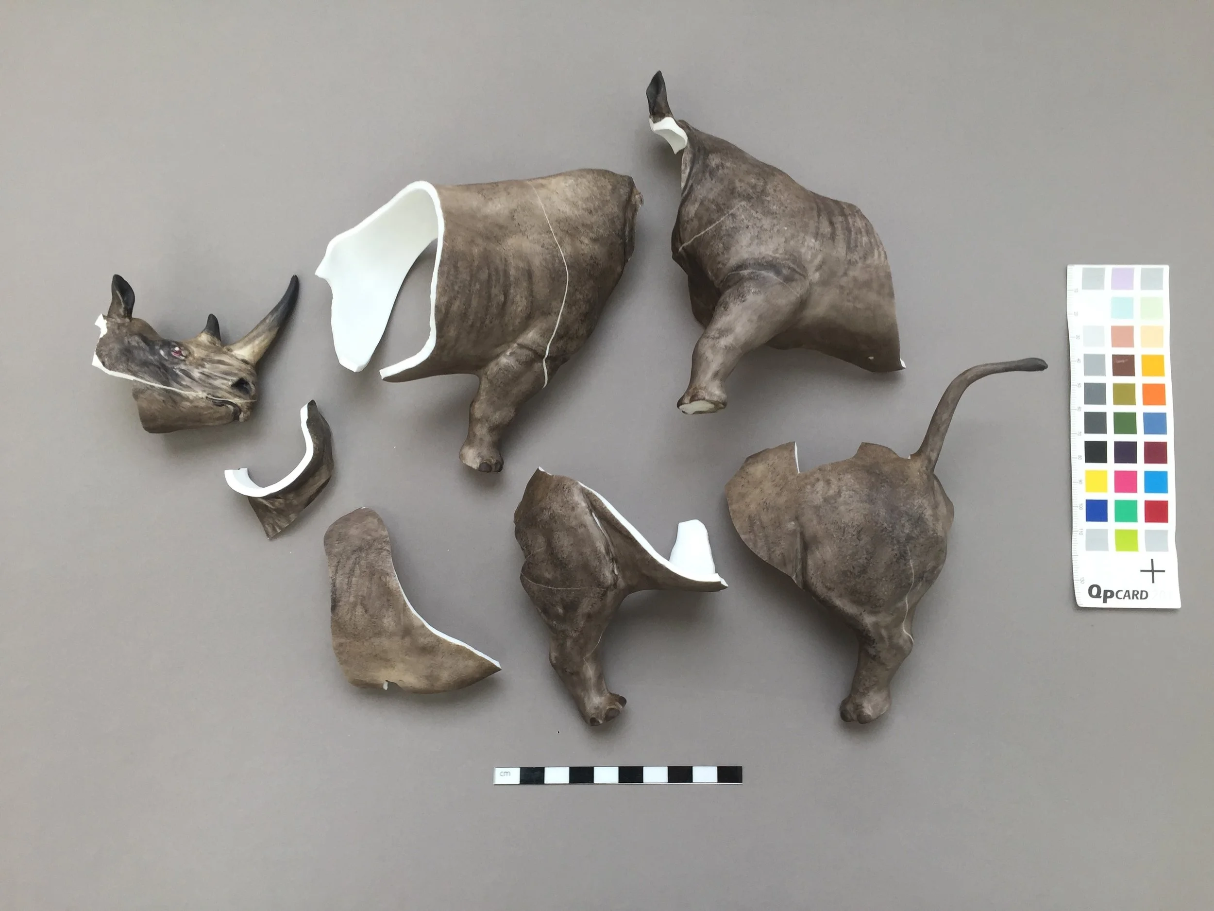  The object before treatment. It had fragmented due to inherent stress in the clay.  