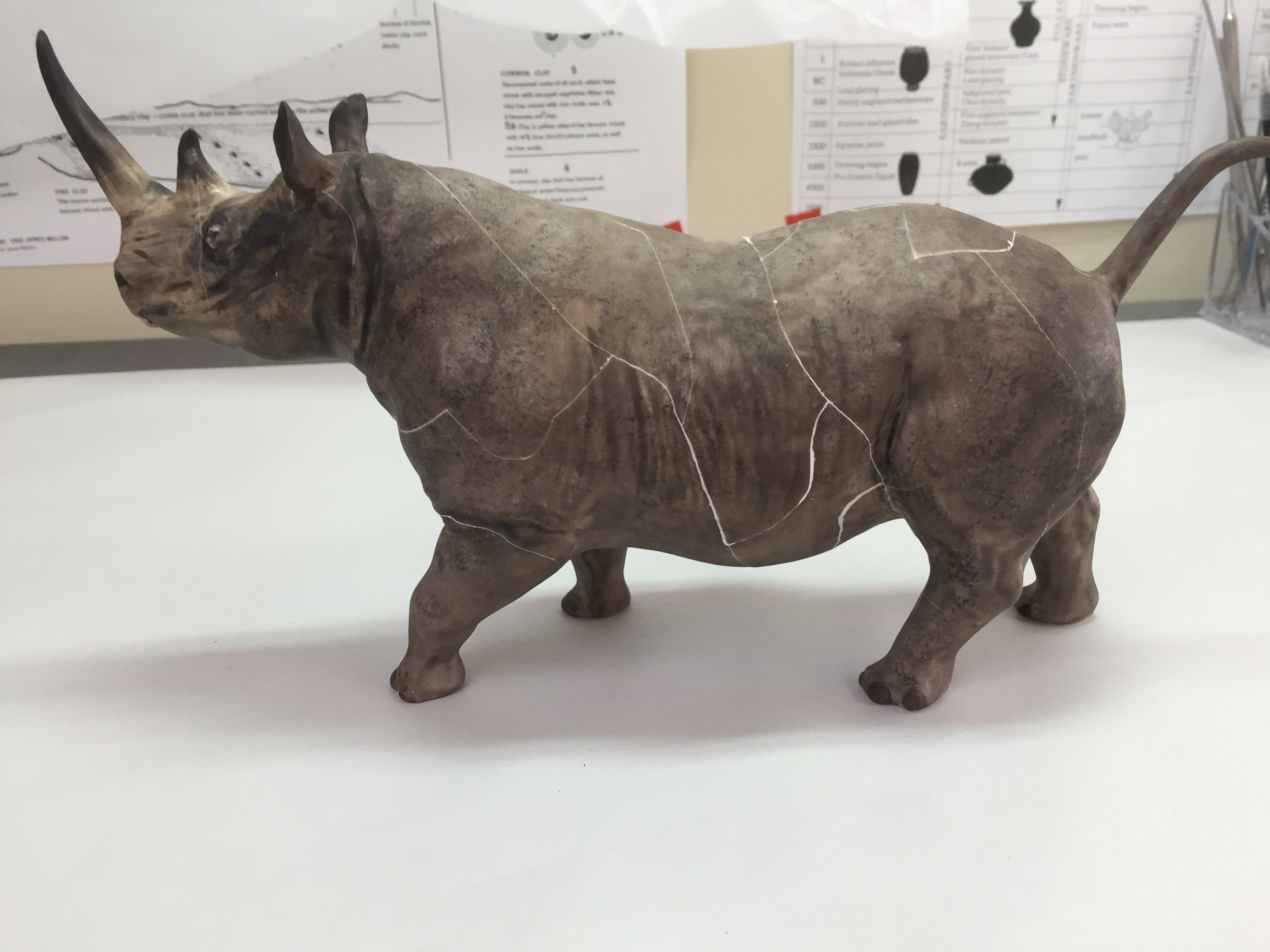  The cracks and breaks were then filled.  