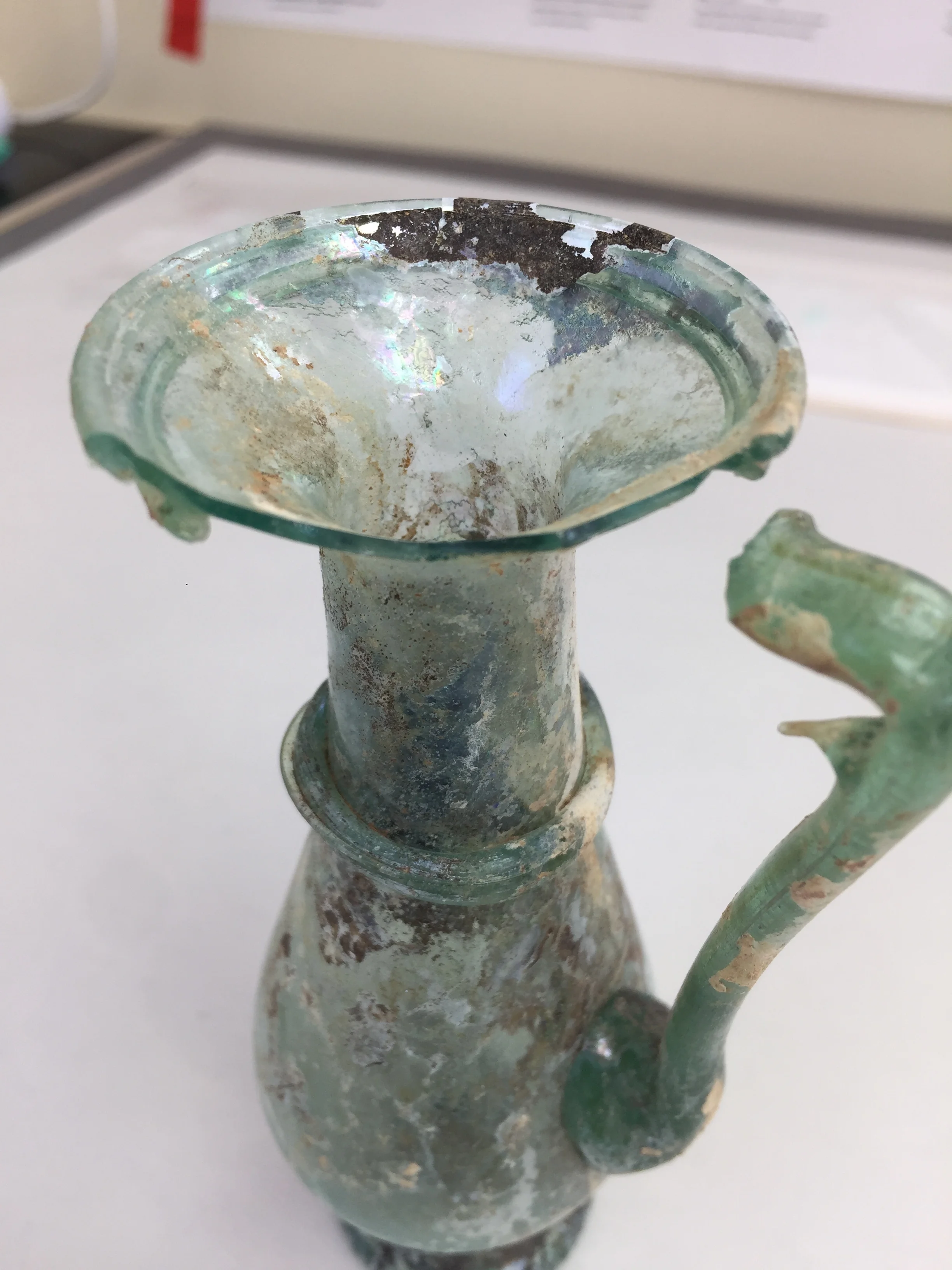  Extensive cleaning was not possible on this object because of its fragility, however, the break-edge along the rim required cleaning to make repairs.  