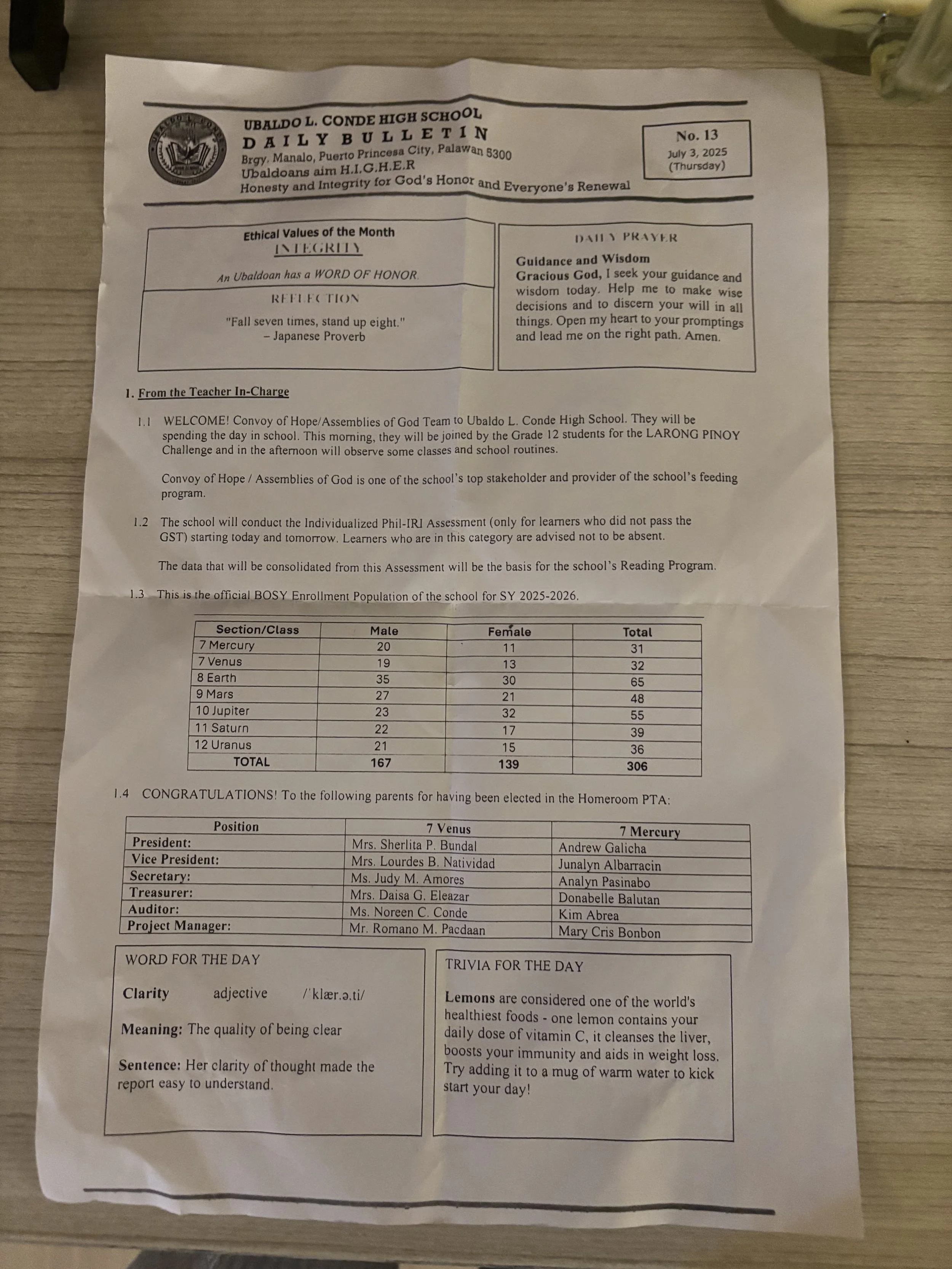 Day 2 - One piece of paper...