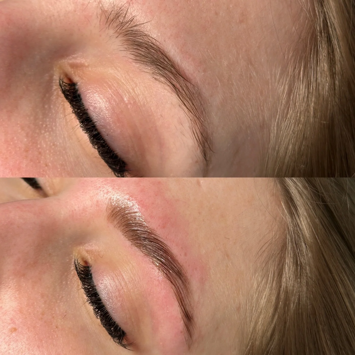 Beautiful blonde Brow Lift for Lex!! 
I finally nailed down busy bee @dtclex and once she laid in my chair she designated it her new nap spot 😄🤍