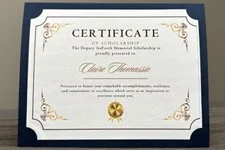 Certificate of Scholarship Claire Thomassie