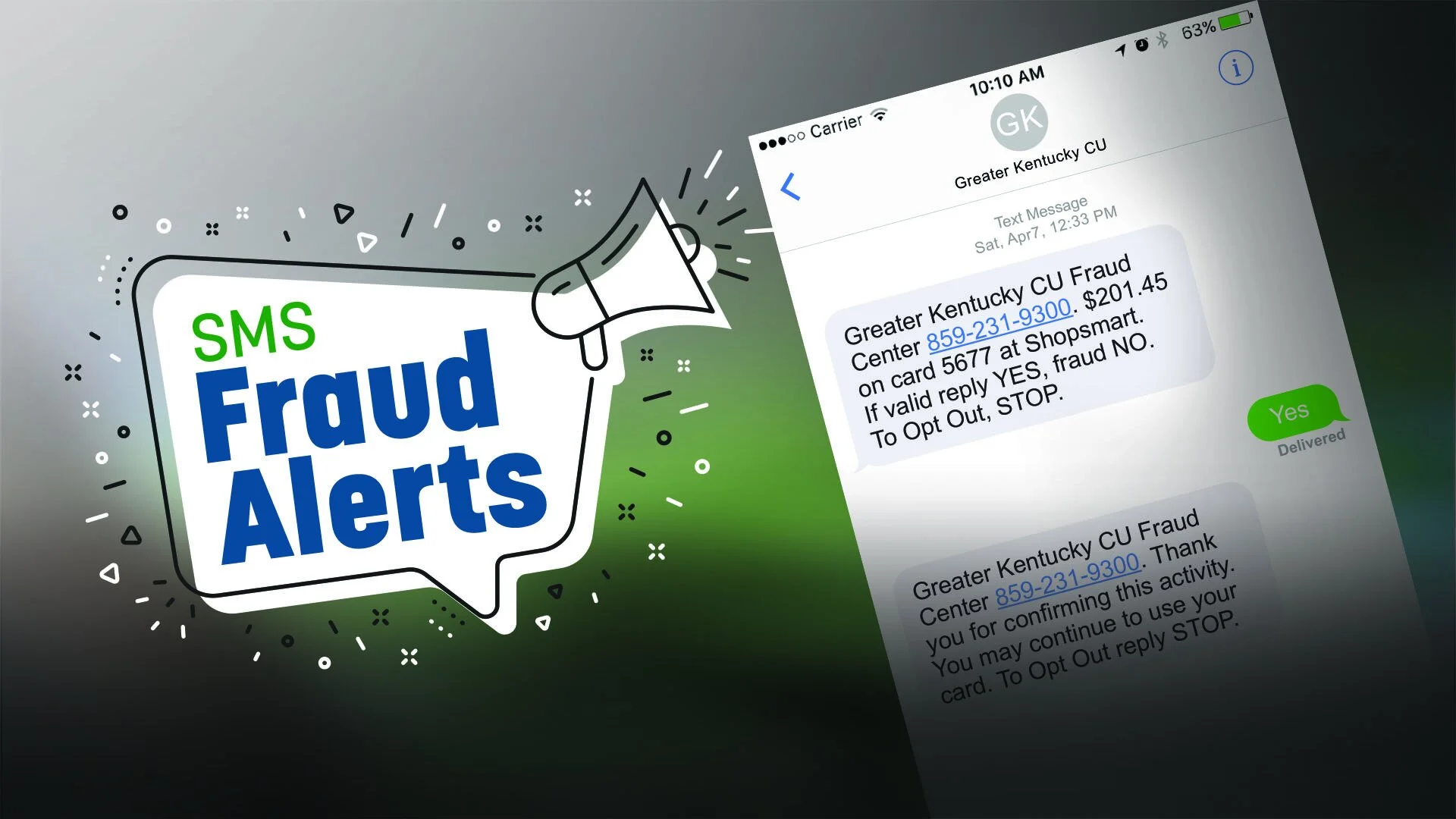 SMS Fraud Alerts Greater Kentucky Credit Union