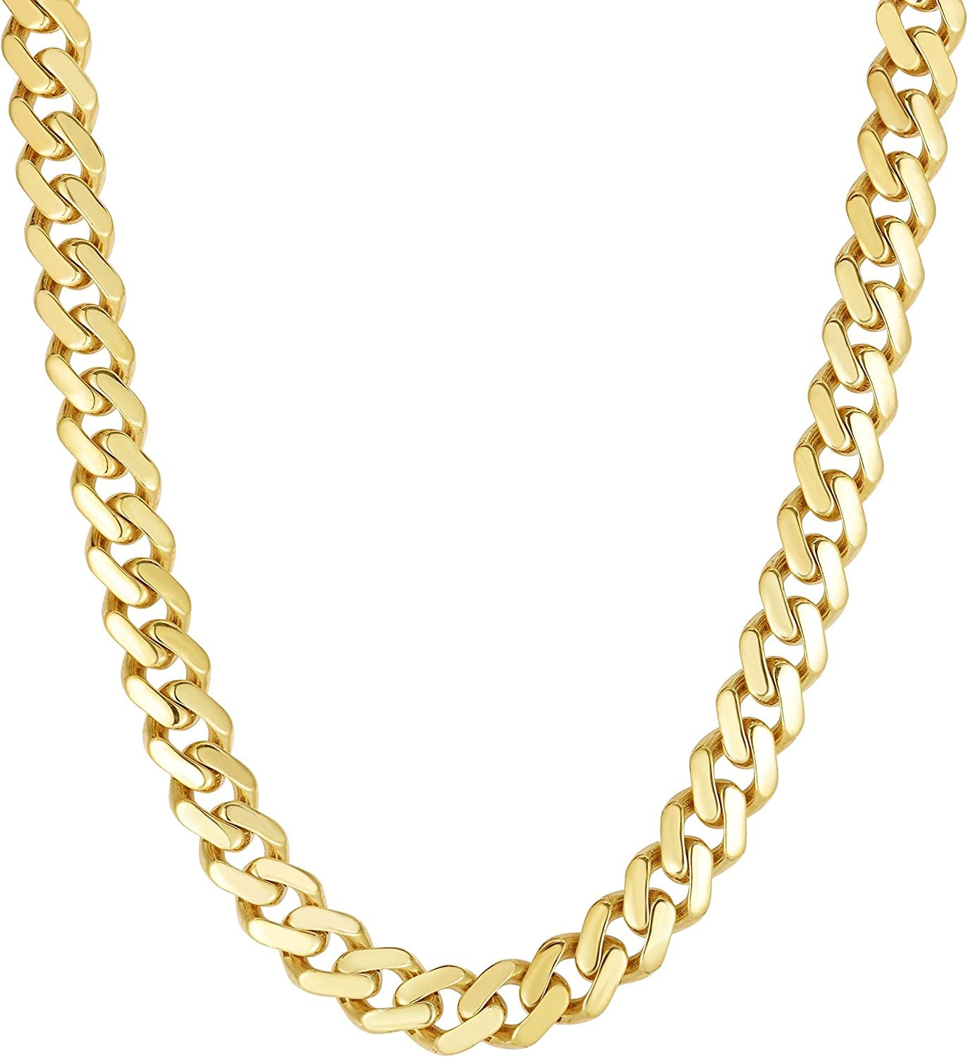 7mm 14kt Yellow Gold Cuban Link Chain Necklace